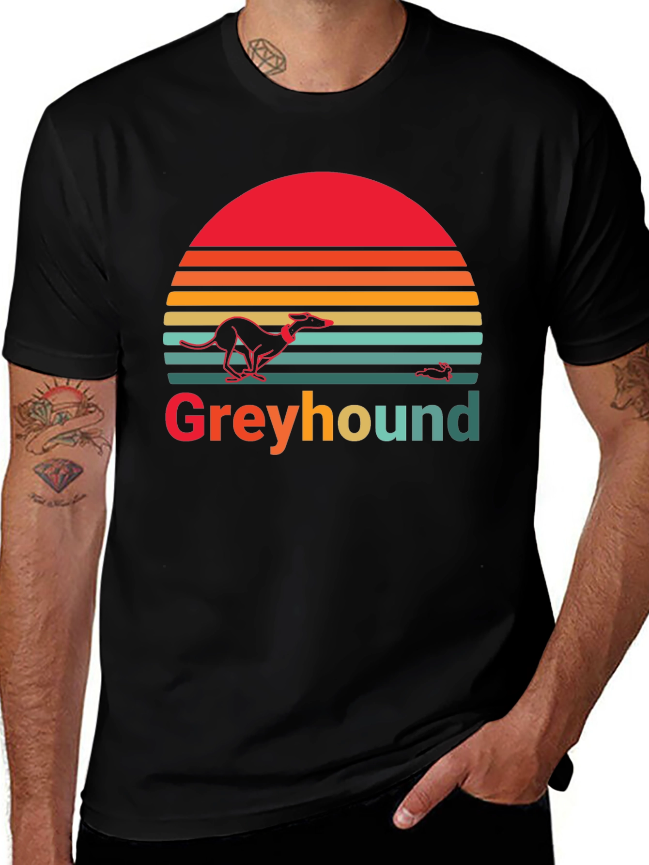 Greyhound Retro Sunset Graphic Tee