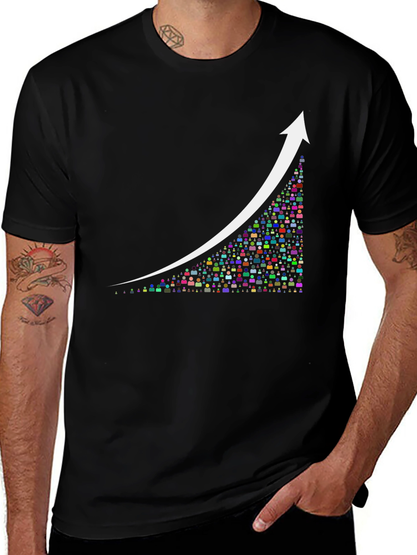 Variant 30 of Growth Arrow Tee - Crowd Source Design - Black Cotton Shirt