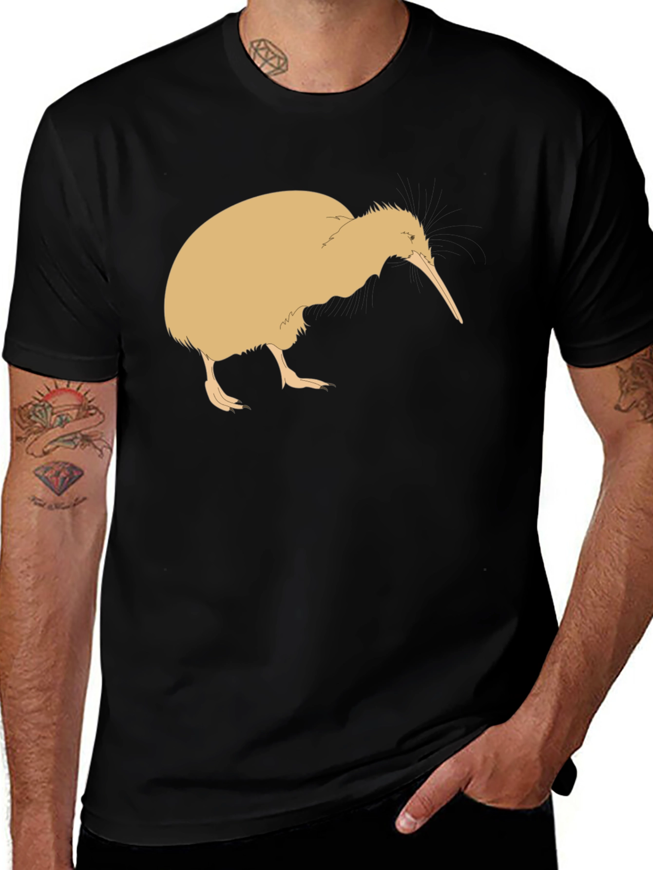 Variant 23 of Kiwi Bird Graphic Tee - Casual Black T-Shirt
