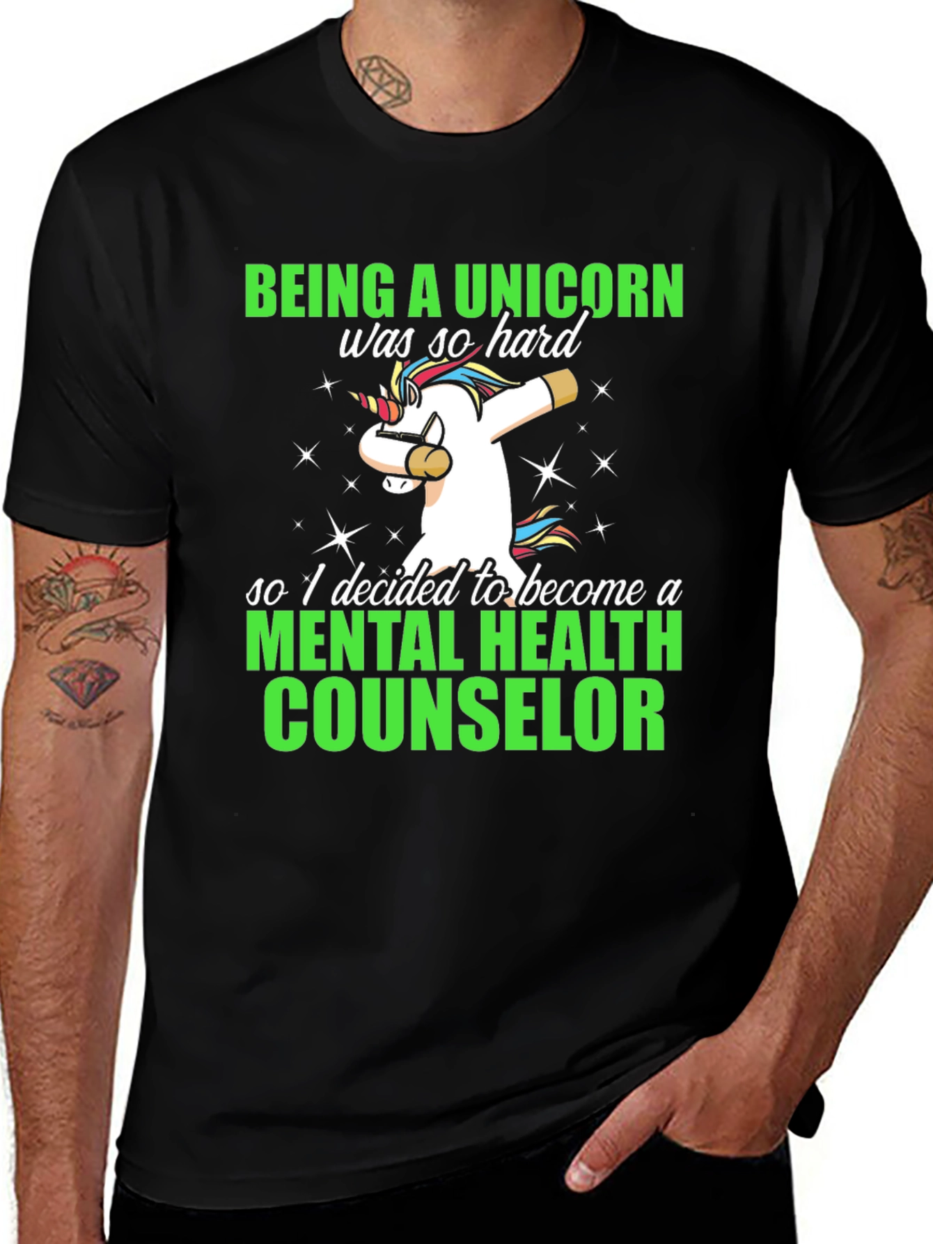 Variant 7 of Funny Mental Health Counselor Unicorn T-Shirt