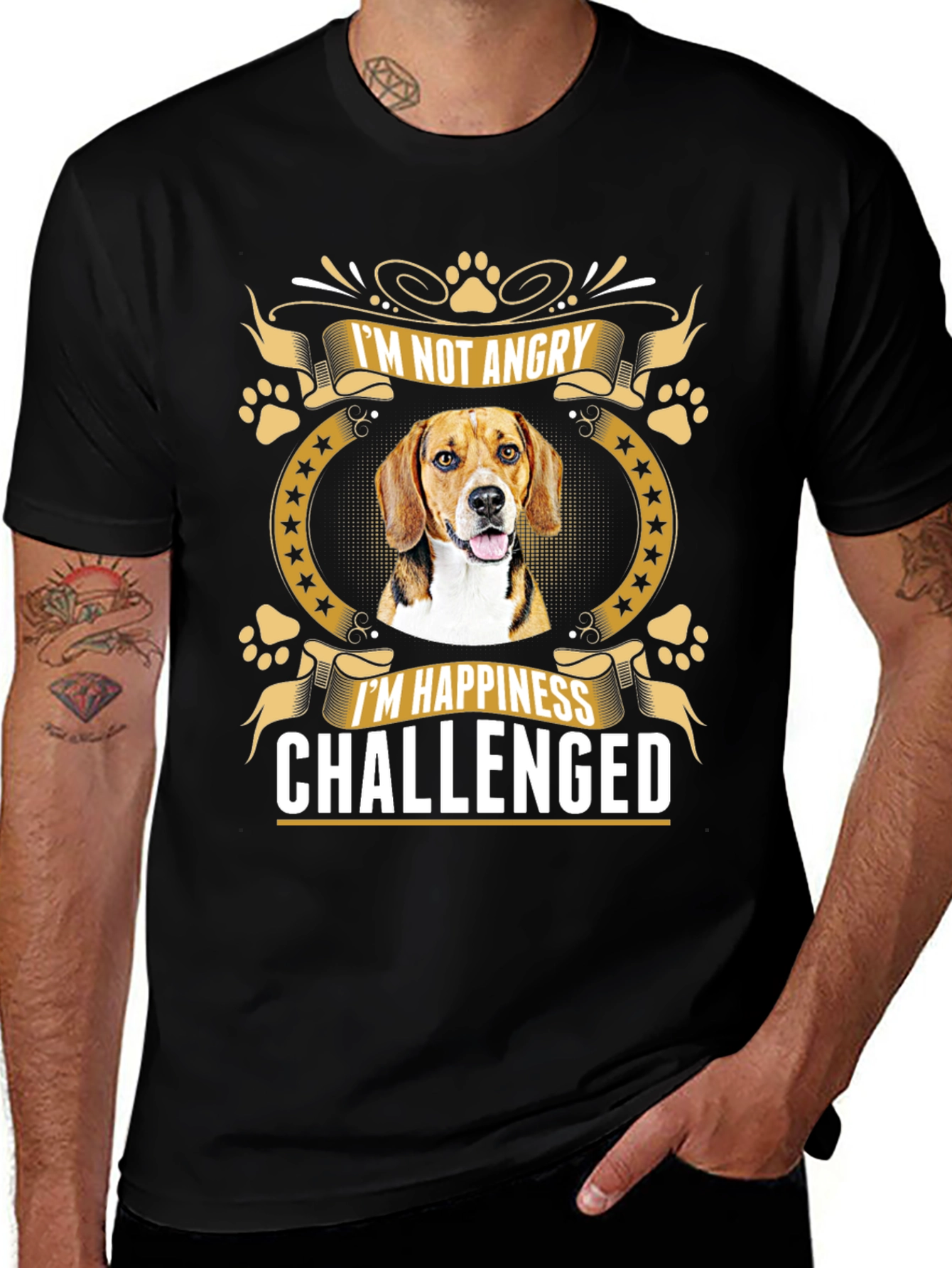 Variant 12 of Funny Dog T-Shirt - I'm Not Angry, Happiness Challenged