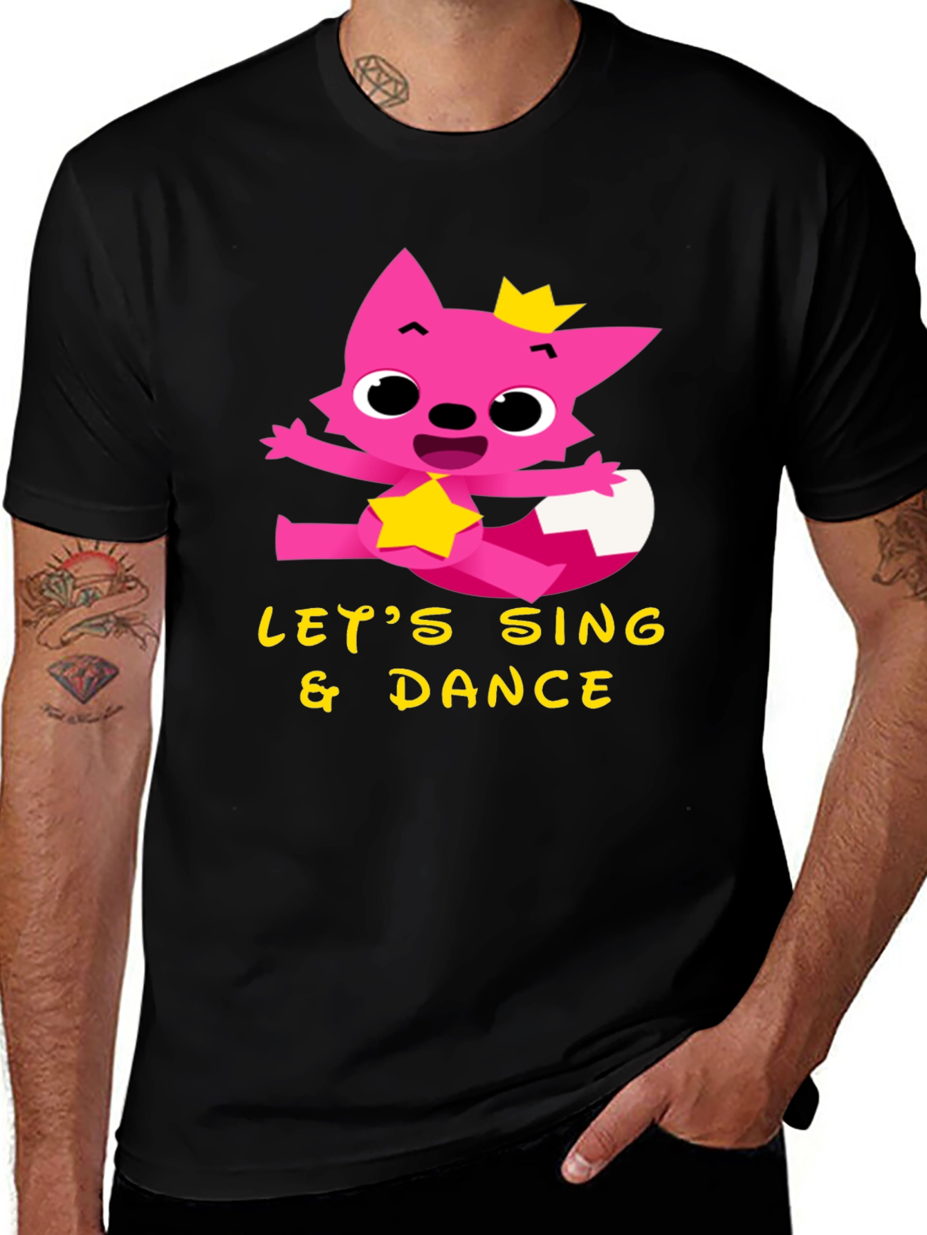 Variant 24 of Let's Sing & Dance Tee - Pink Fox Design
