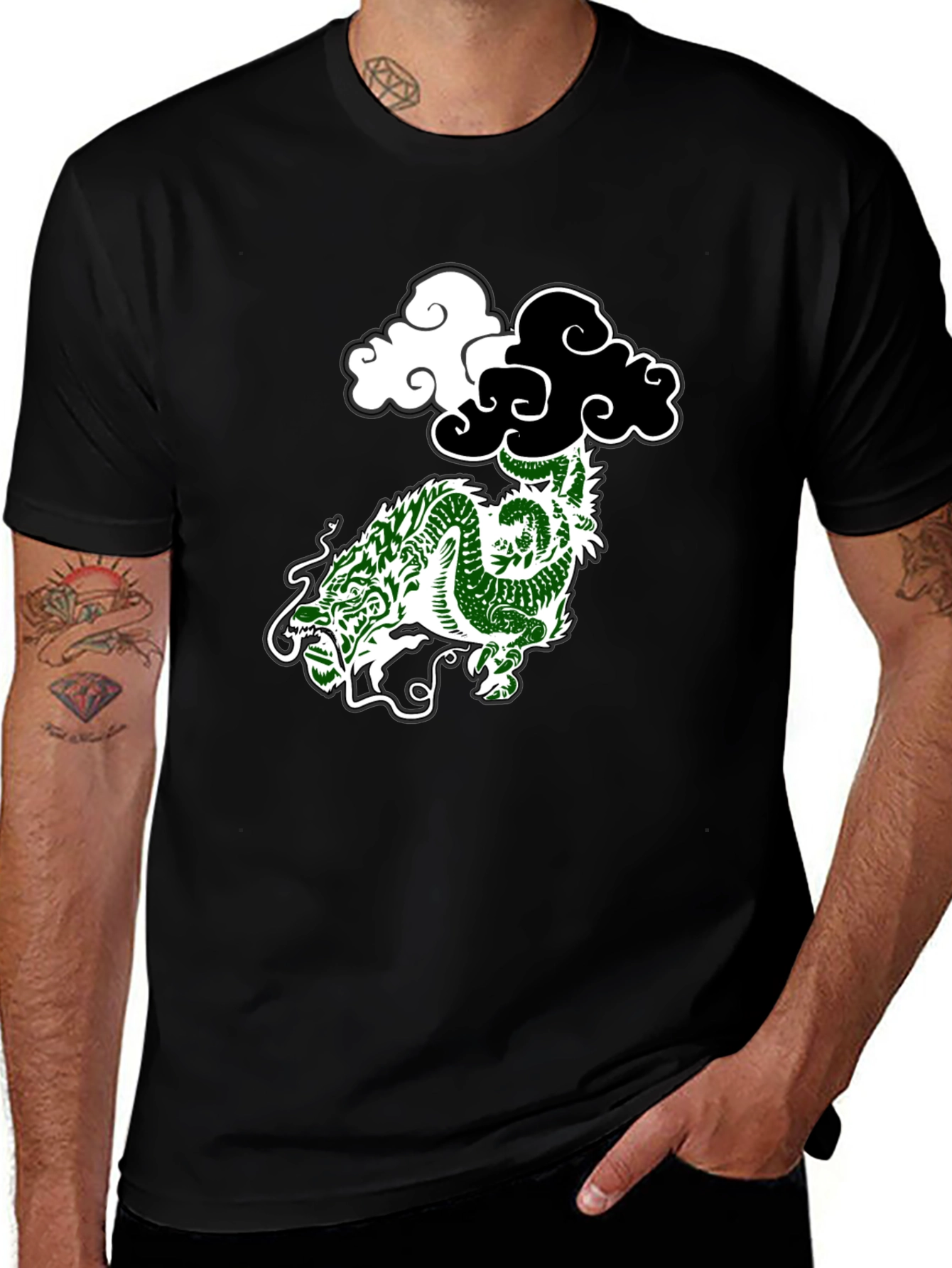Variant 27 of Dragon Cloud Graphic Tee - Black