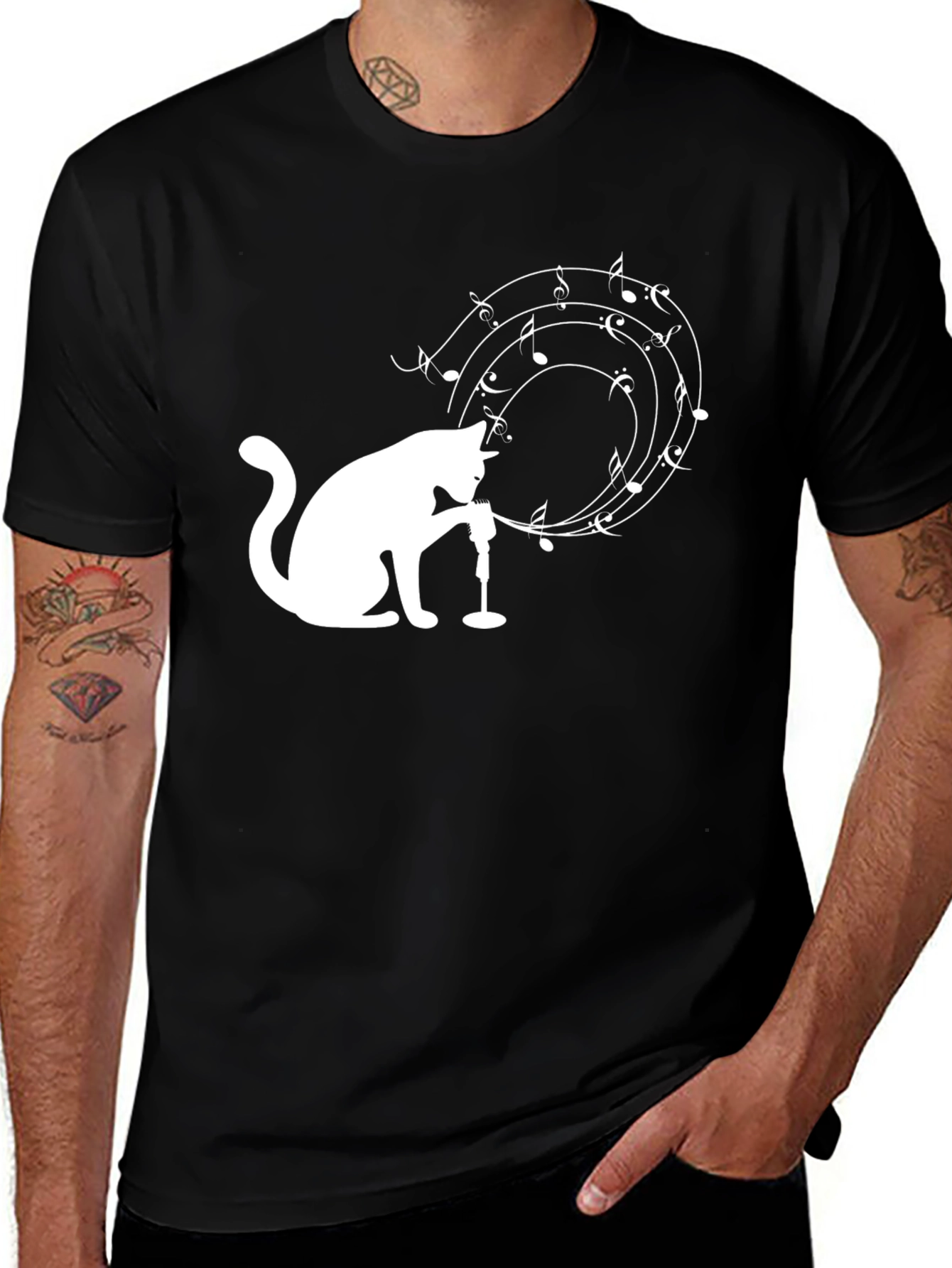 Variant 2 of Cat Singer T-Shirt: Musical Cat Design