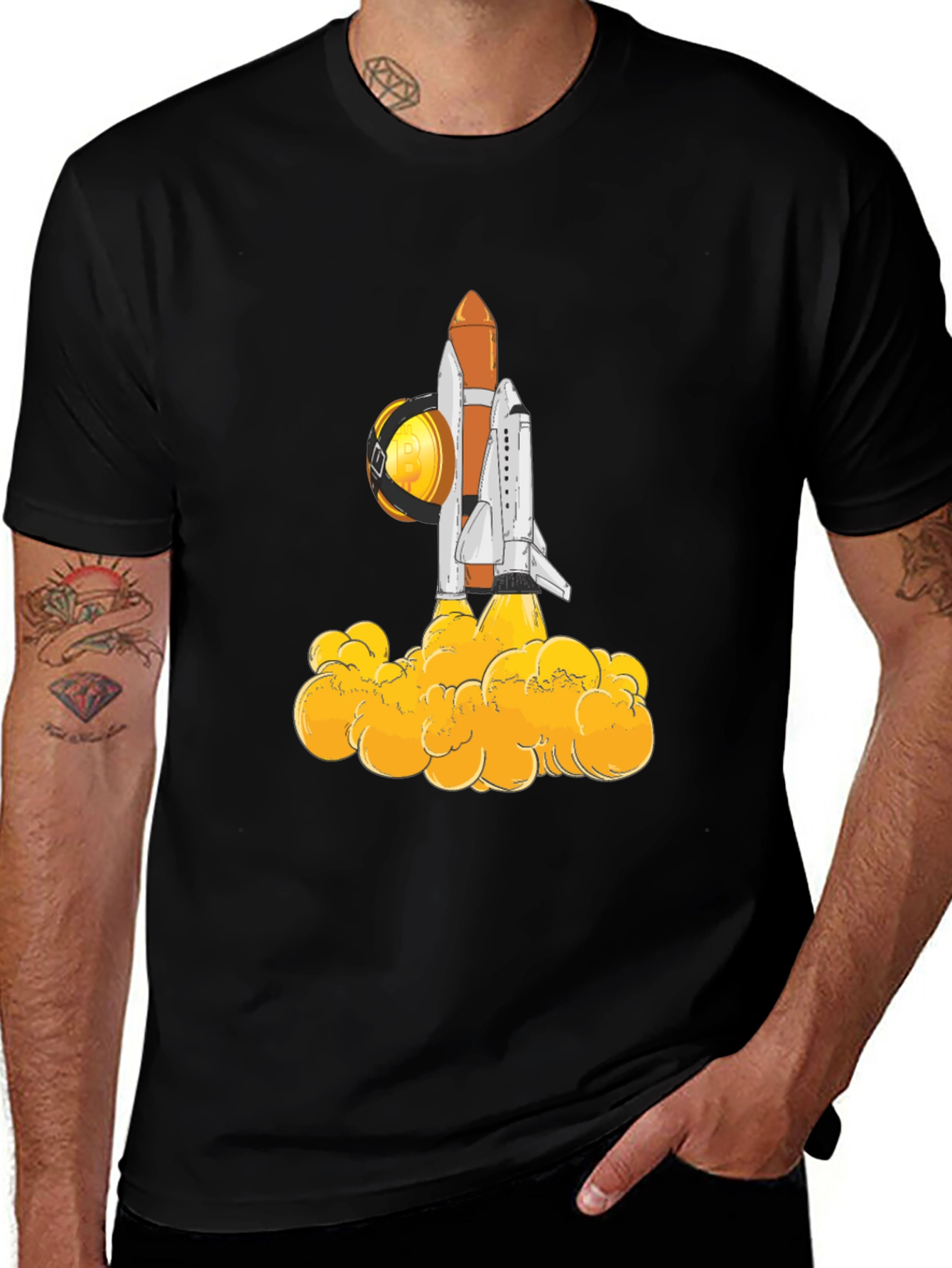 Variant 6 of Bitcoin Rocket T-Shirt