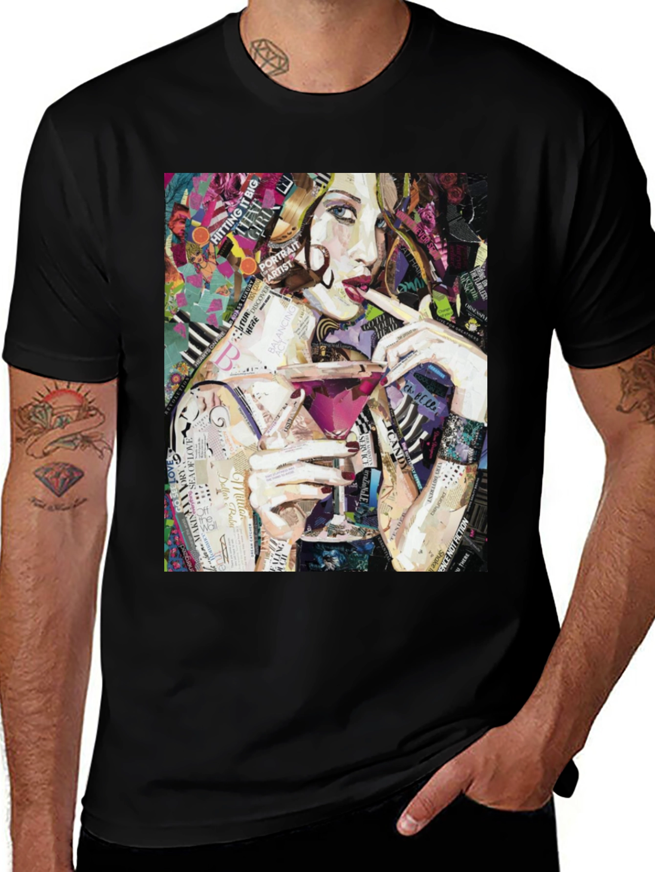 Variant 14 of Stylish Woman Portrait Collage Art Graphic T-Shirt