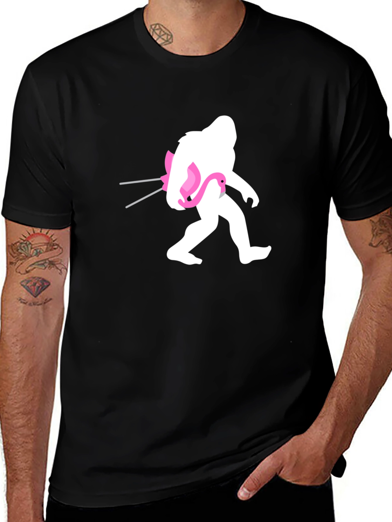 Variant 20 of Sasquatch Flamingo Black T-Shirt