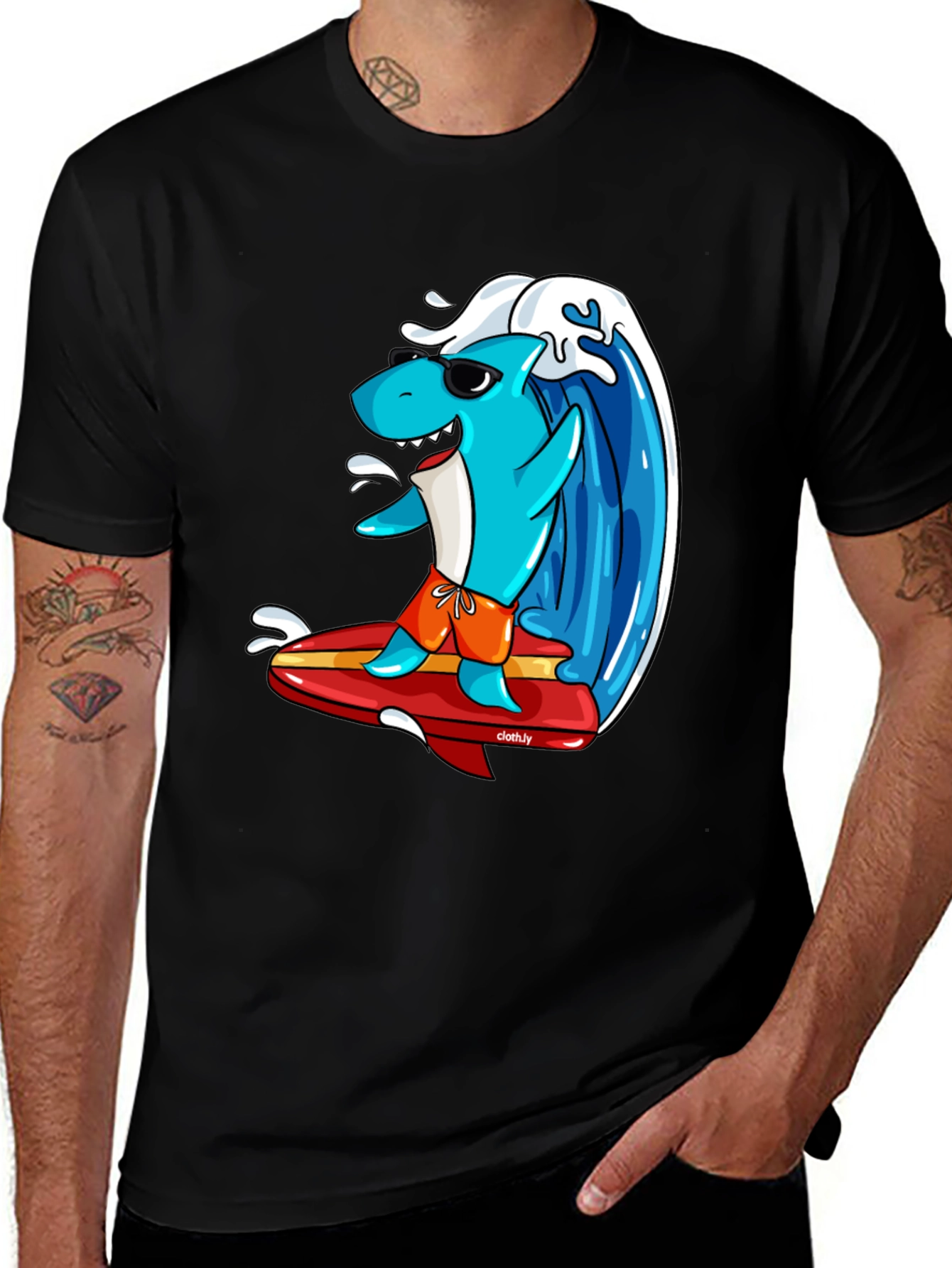 Variant 4 of Surfing Shark Graphic Tee