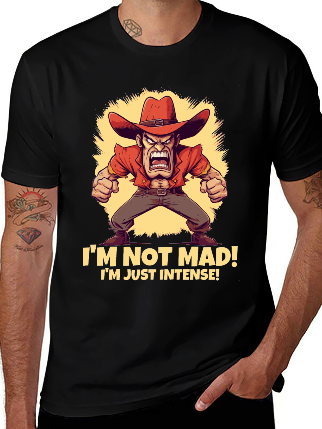 Variant 25 of Intense Cowboy T-Shirt - Funny Graphic Tee