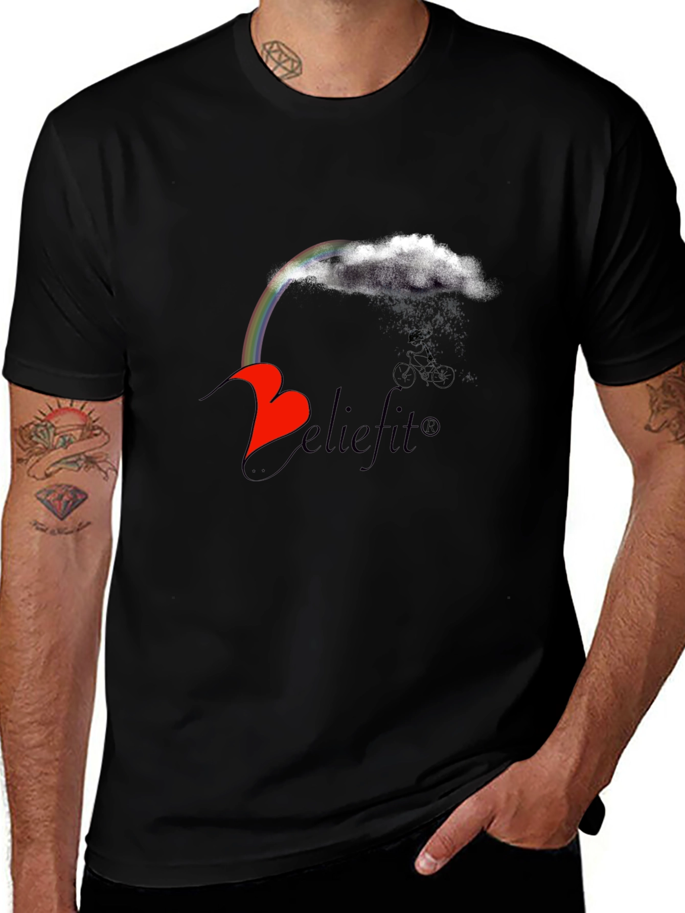 Variant 12 of Believe It! Rainbow Cloud Heart Graphic T-Shirt