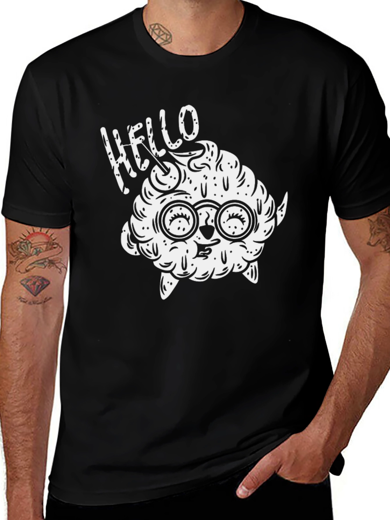 Variant 22 of Hello Brainy Monster Black T-Shirt