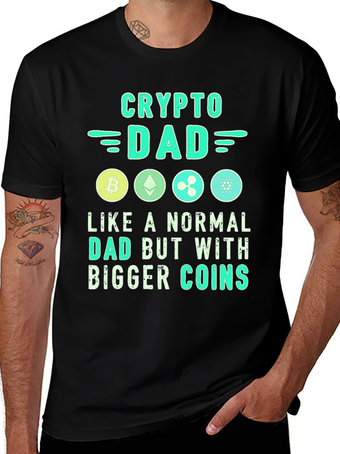 Crypto Dad T-Shirt - Bitcoin, Ethereum, Ripple Design