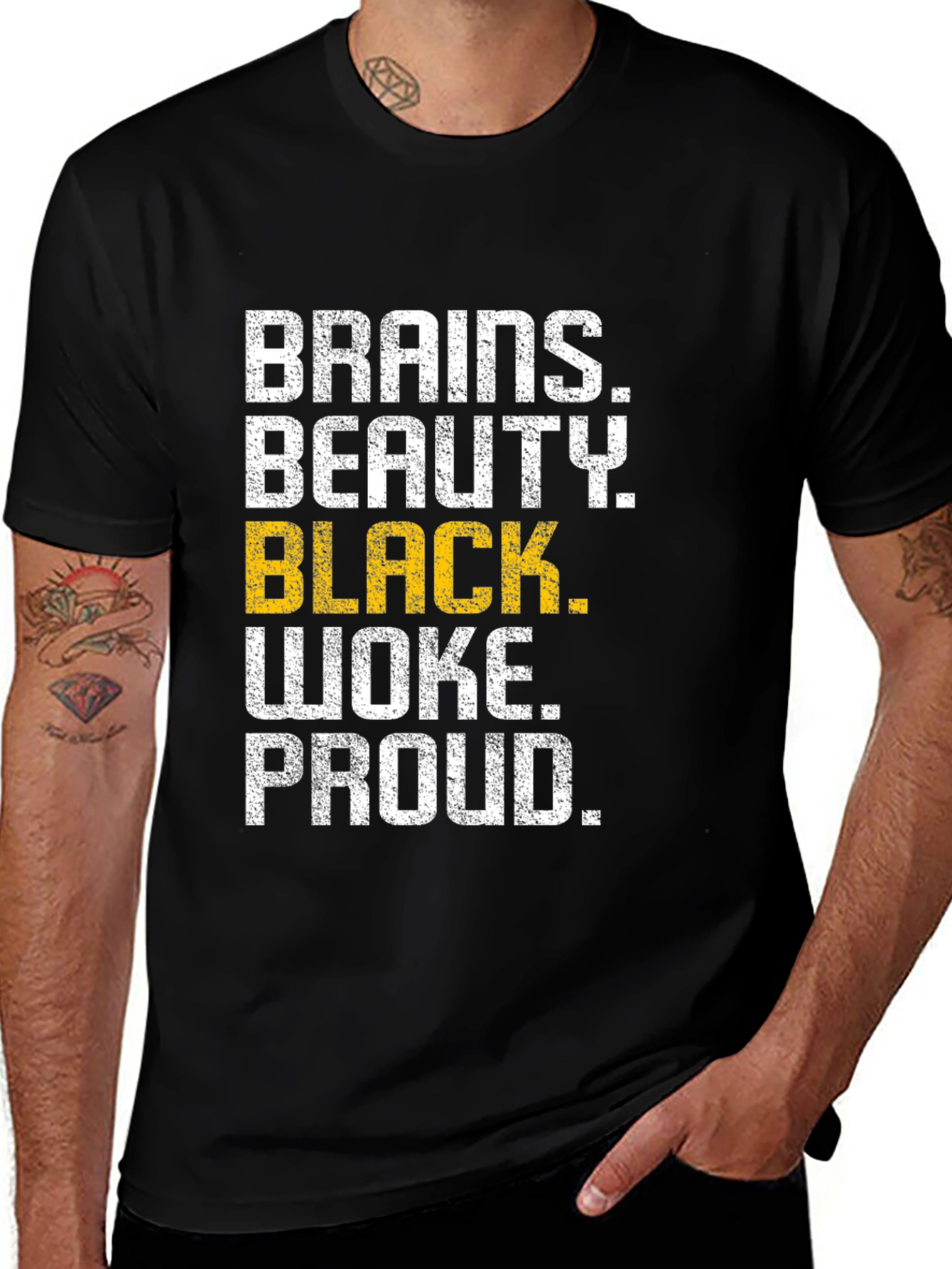 Variant 12 of Brains, Beauty, Black, Woke, Proud Graphic Tee