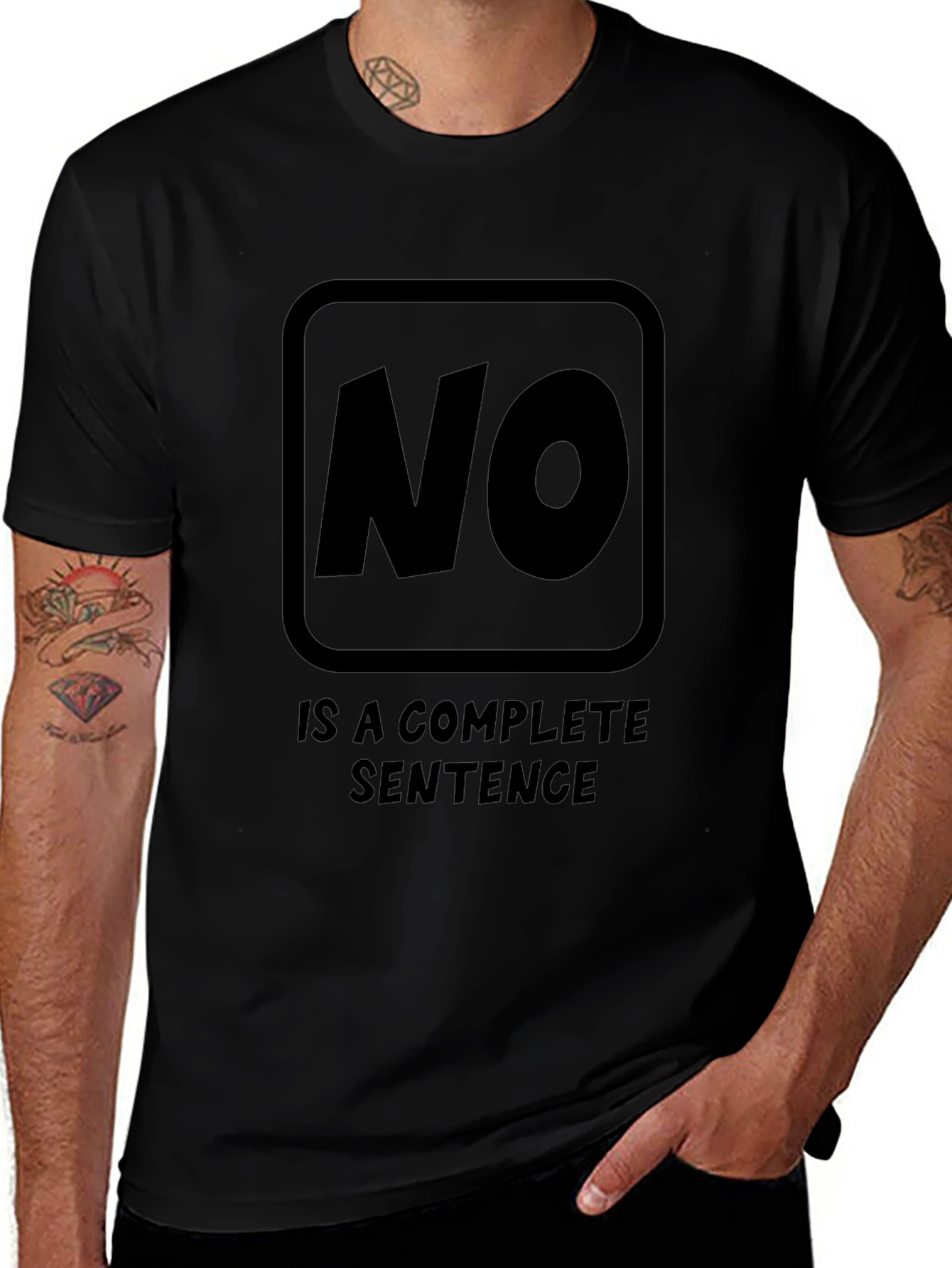 Variant 14 of Statement T-Shirt: 'NO. is a Complete Sentence' 
