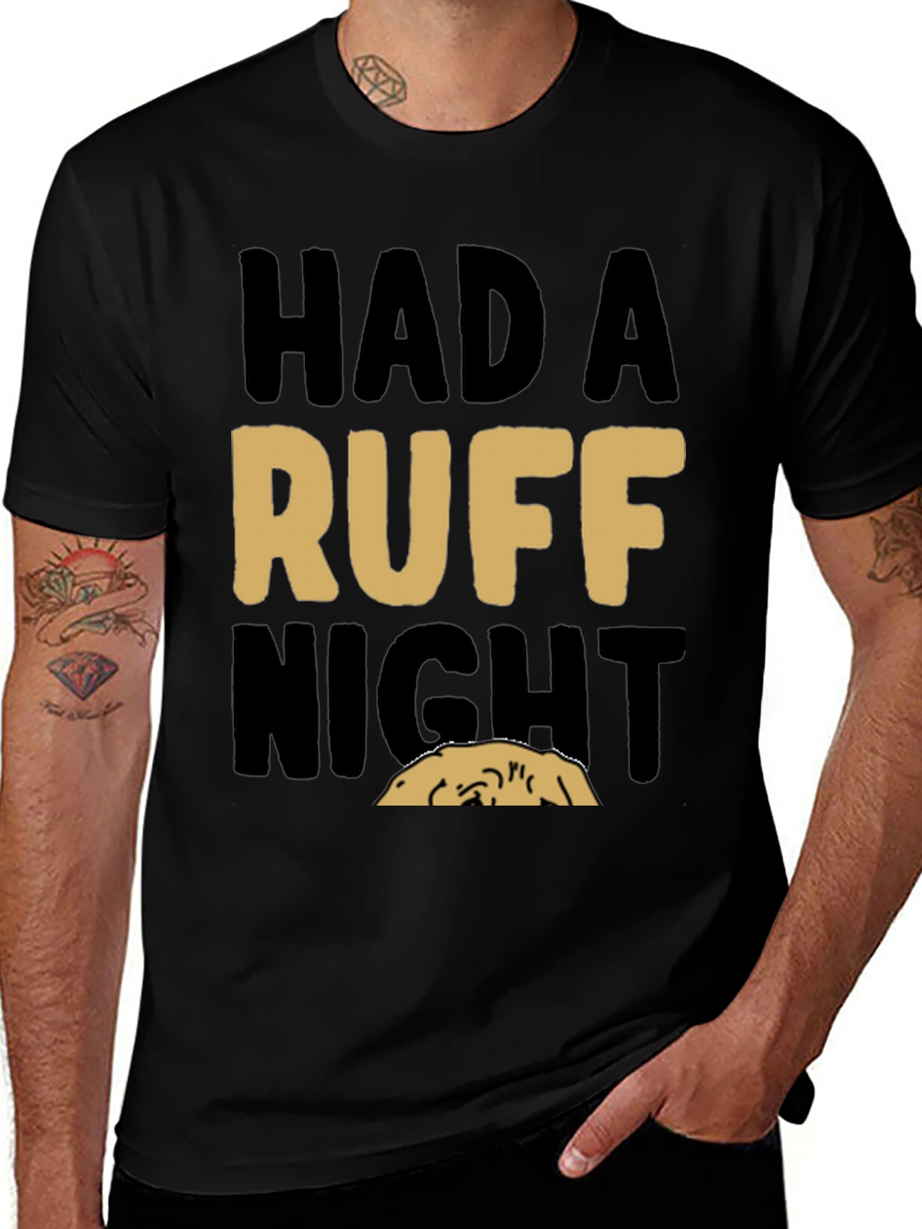 Black Had a Ruff Night T-Shirt - Comfortable Cotton Blend main image