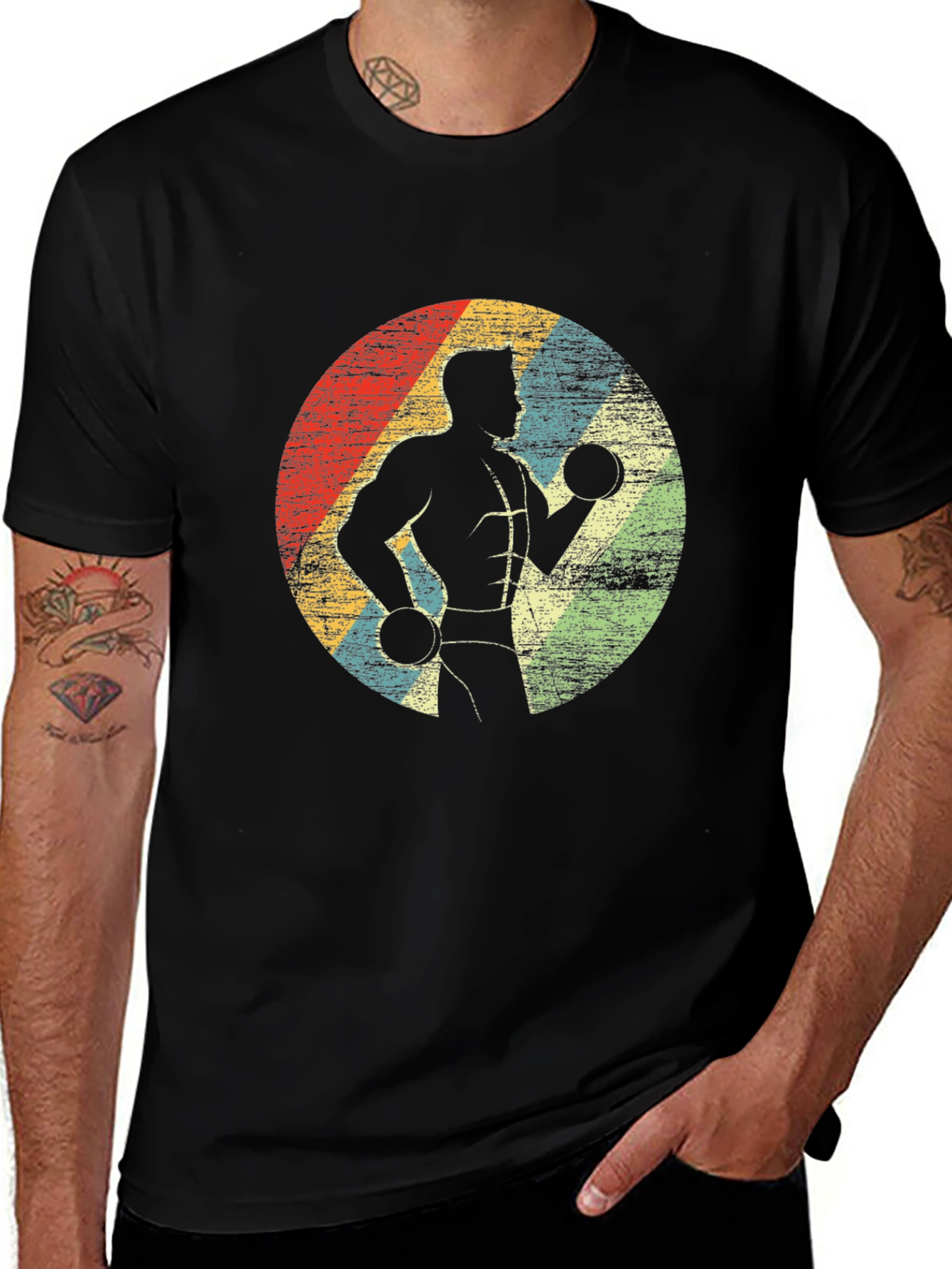 Variant 2 of Retro Boxer Graphic Tee - Men's Black T-Shirt