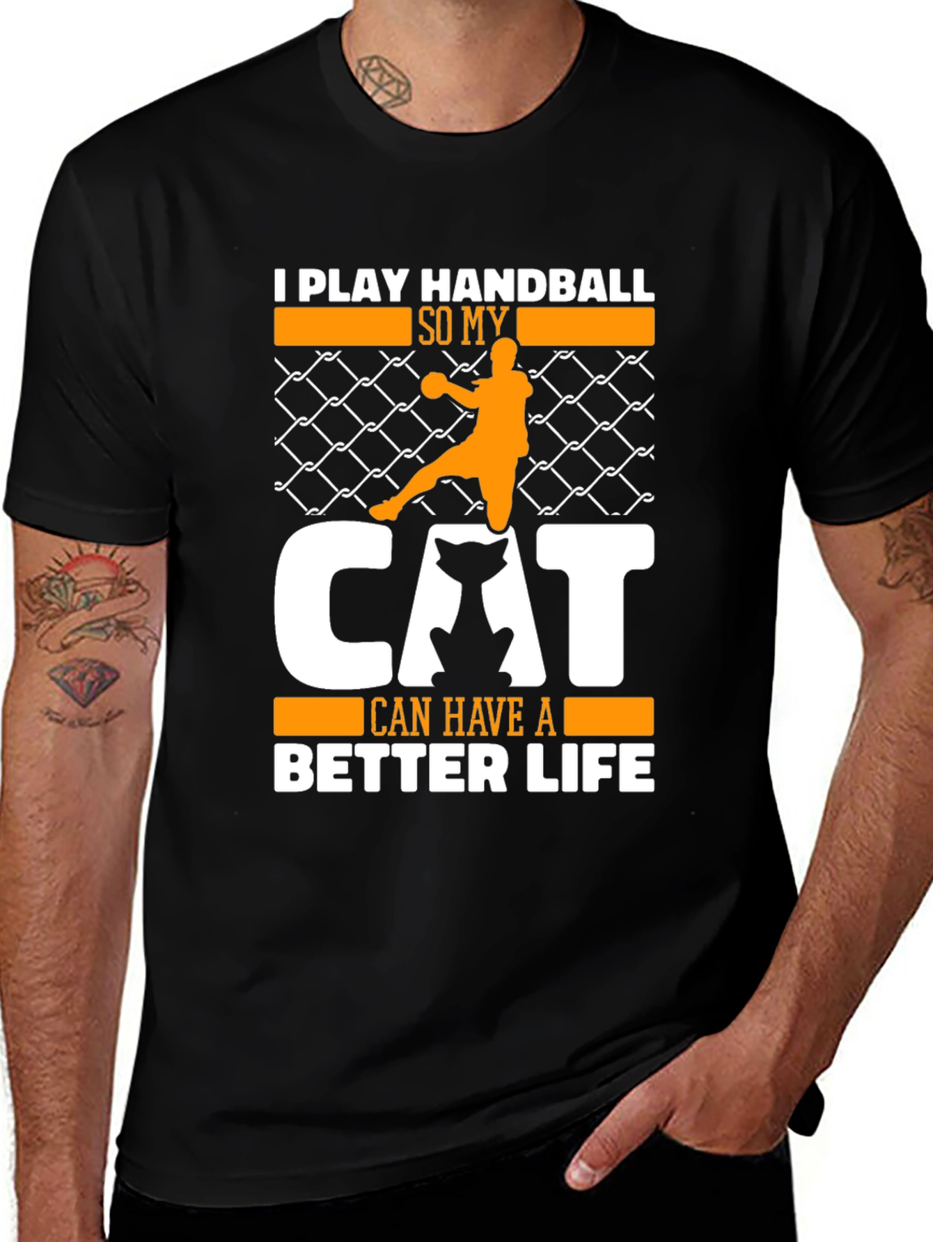 Variant 19 of Handball Cat Lover Graphic T-Shirt