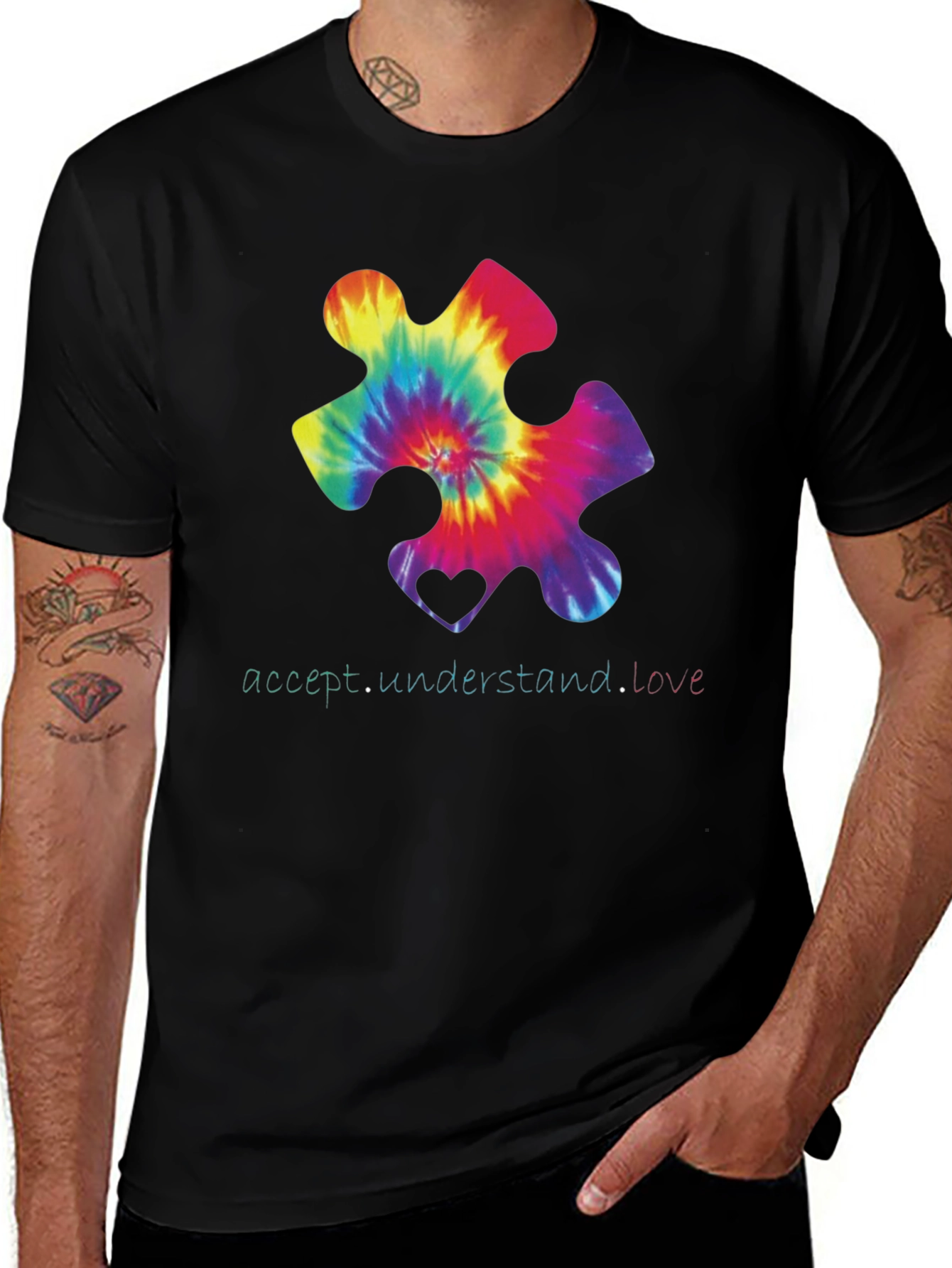Variant 24 of Autism Awareness Tie-Dye Puzzle Piece T-Shirt