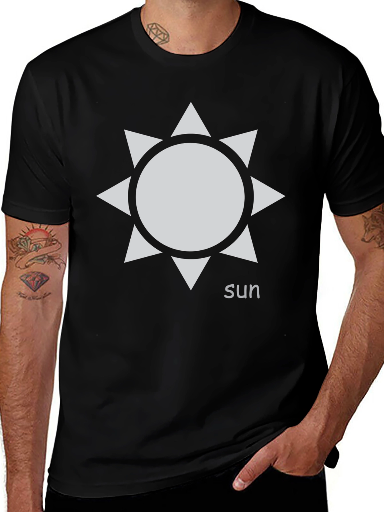 Variant 5 of Stylish 'Sun' Graphic Tee - Black Cotton Blend