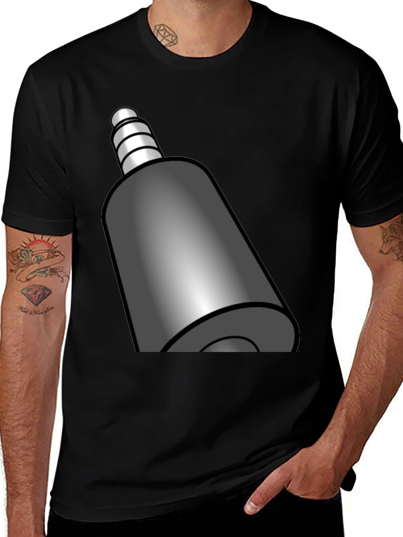 Variant 18 of Black T-Shirt with Funky Audio Jack Graphic
