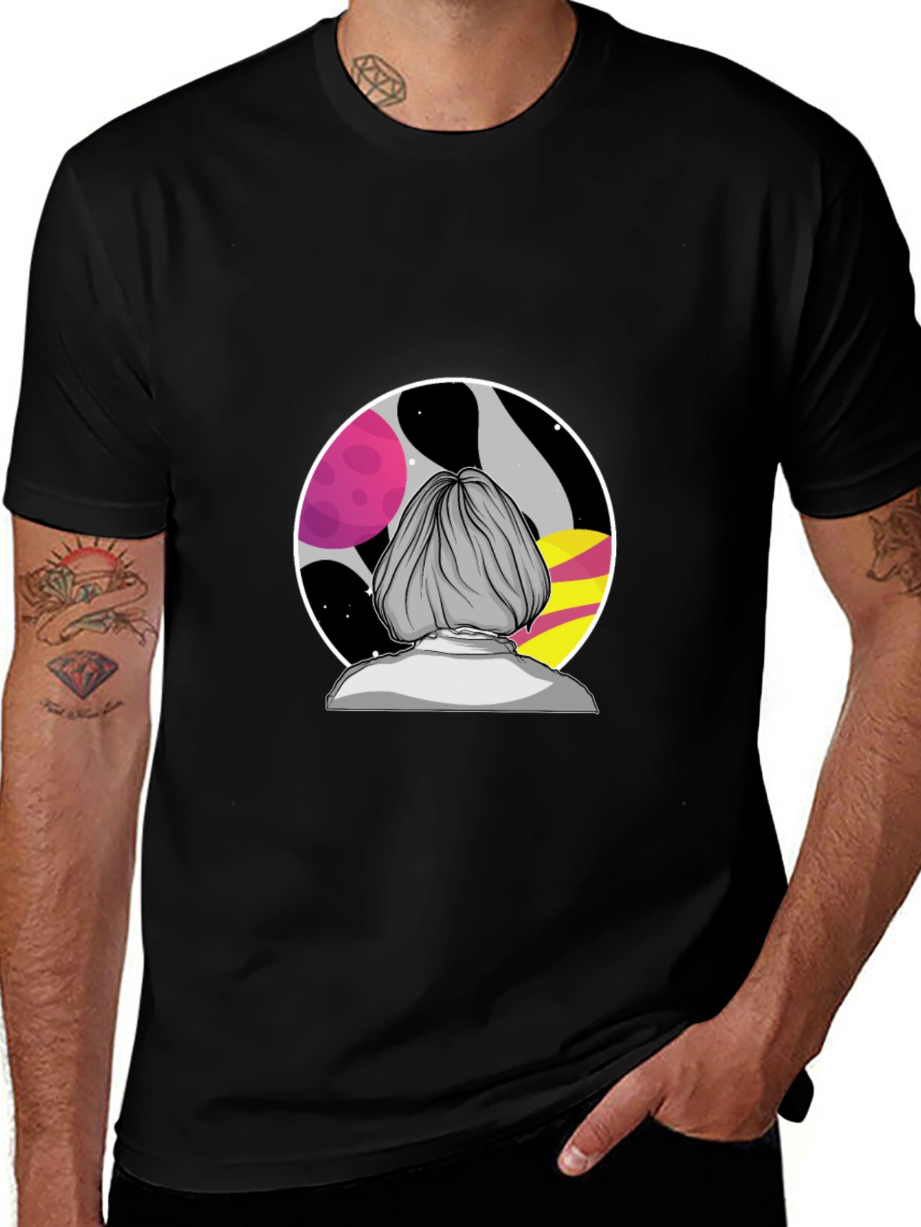 Variant 4 of Space Gazer Graphic Tee - Unique Design