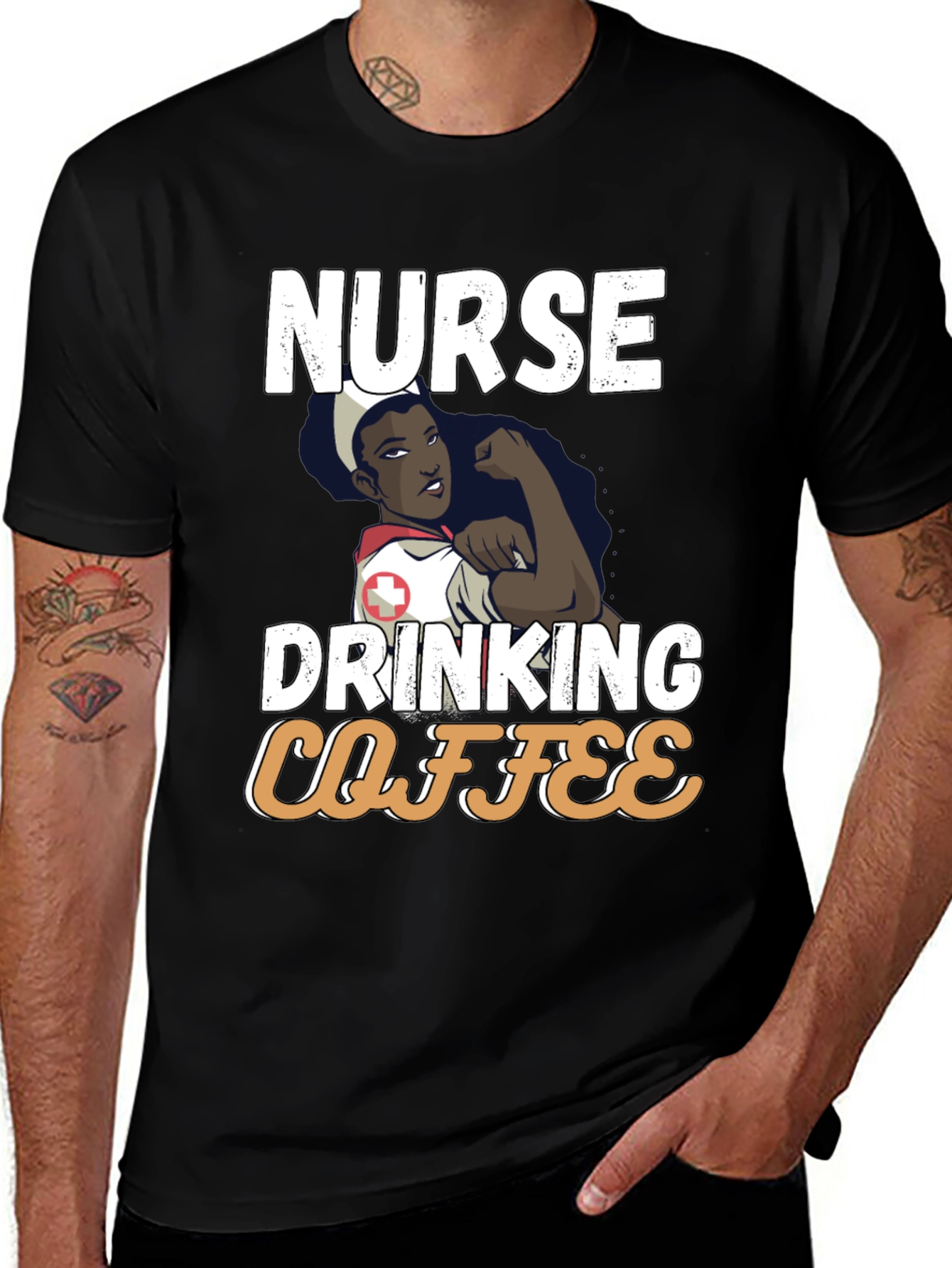 Variant 7 of Nurse Drinking Coffee T-Shirt