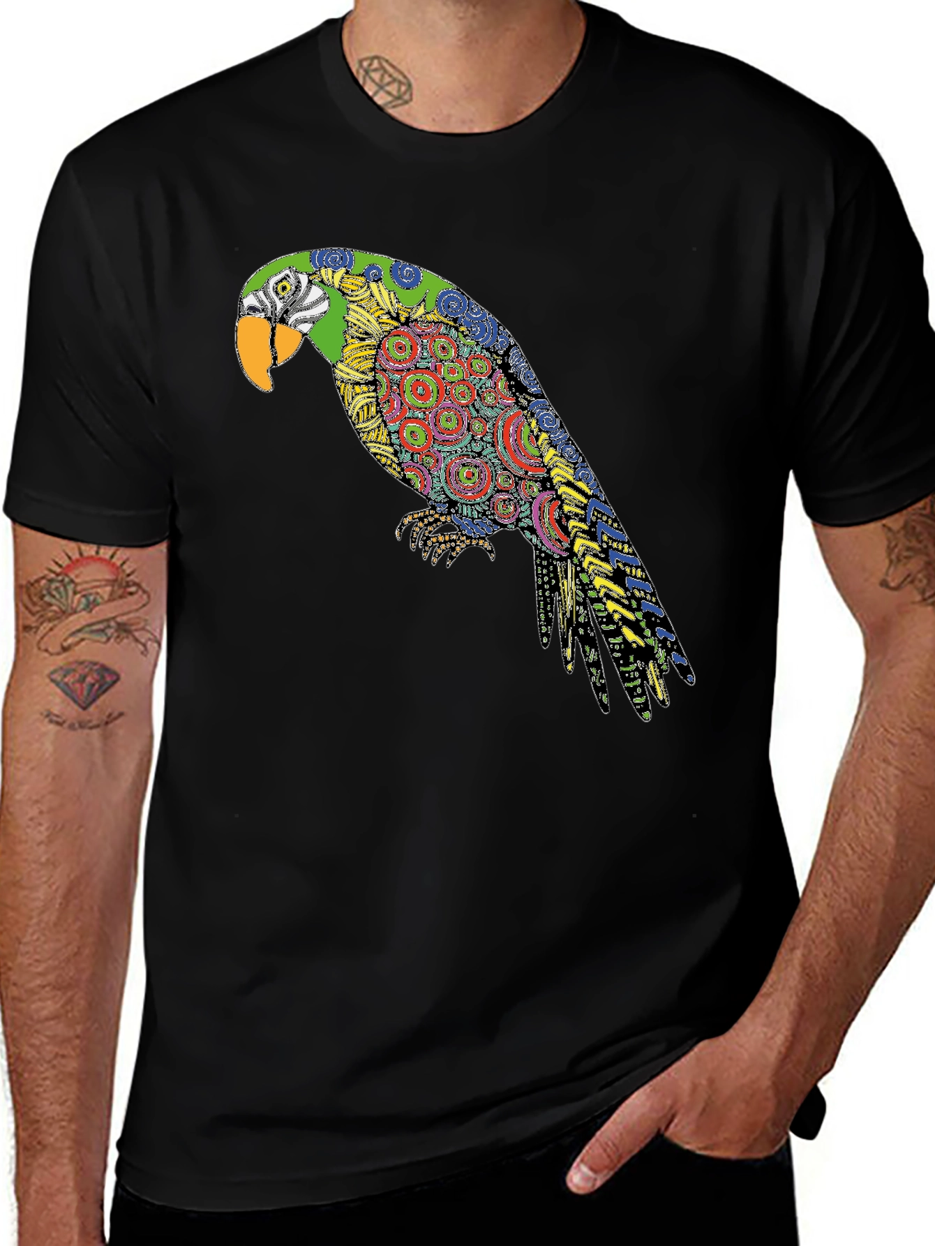 Variant 21 of Parrot Graphic Print Crew Neck T-Shirt