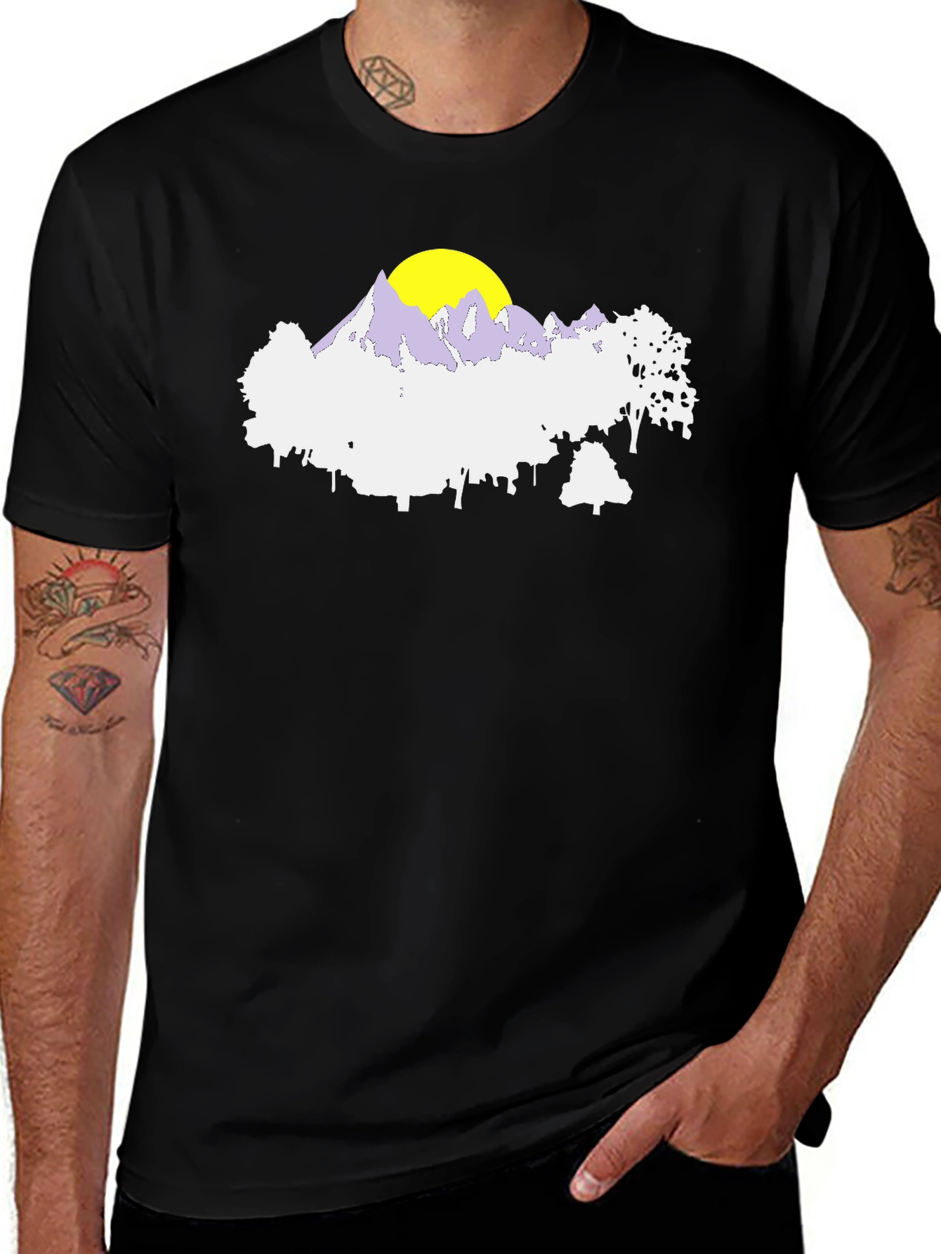 Variant 8 of Mountain Sunrise Graphic Tee - Black