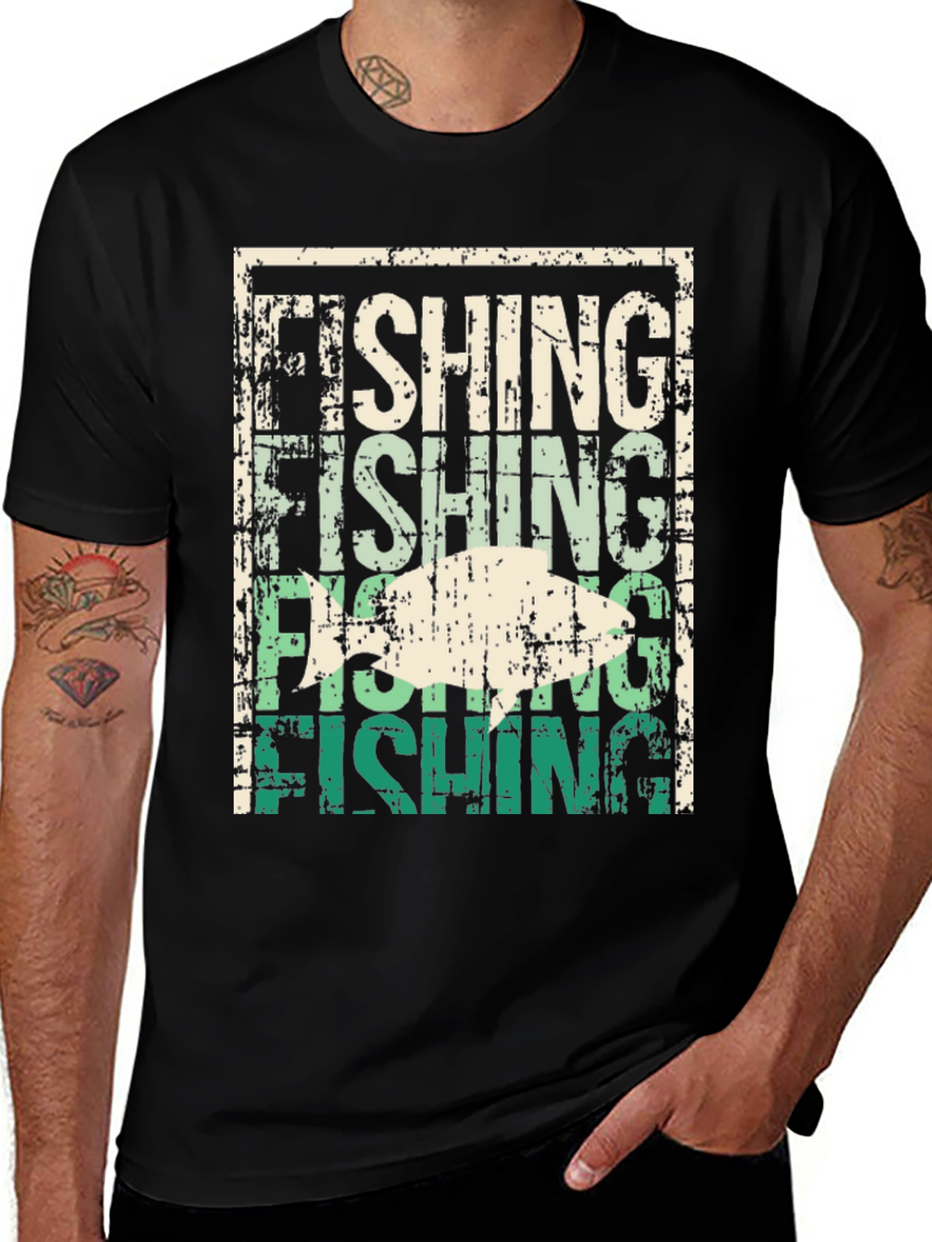 Variant 10 of Vintage Fishing T-Shirt - Distressed Design