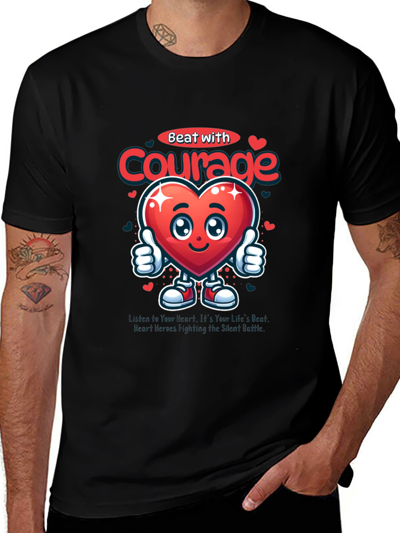 Variant 27 of Courage Heart Graphic Tee - Inspirational T-Shirt