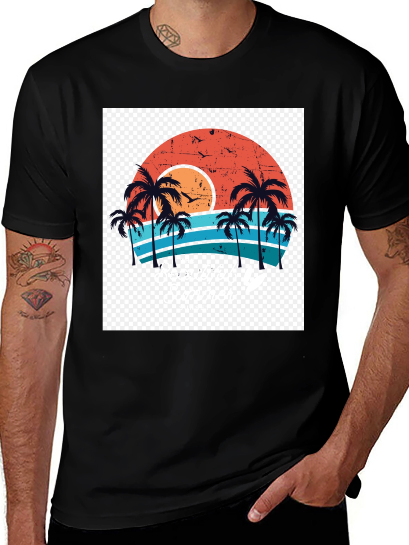 Variant 15 of Vintage Palm Tree Sunset Graphic Tee