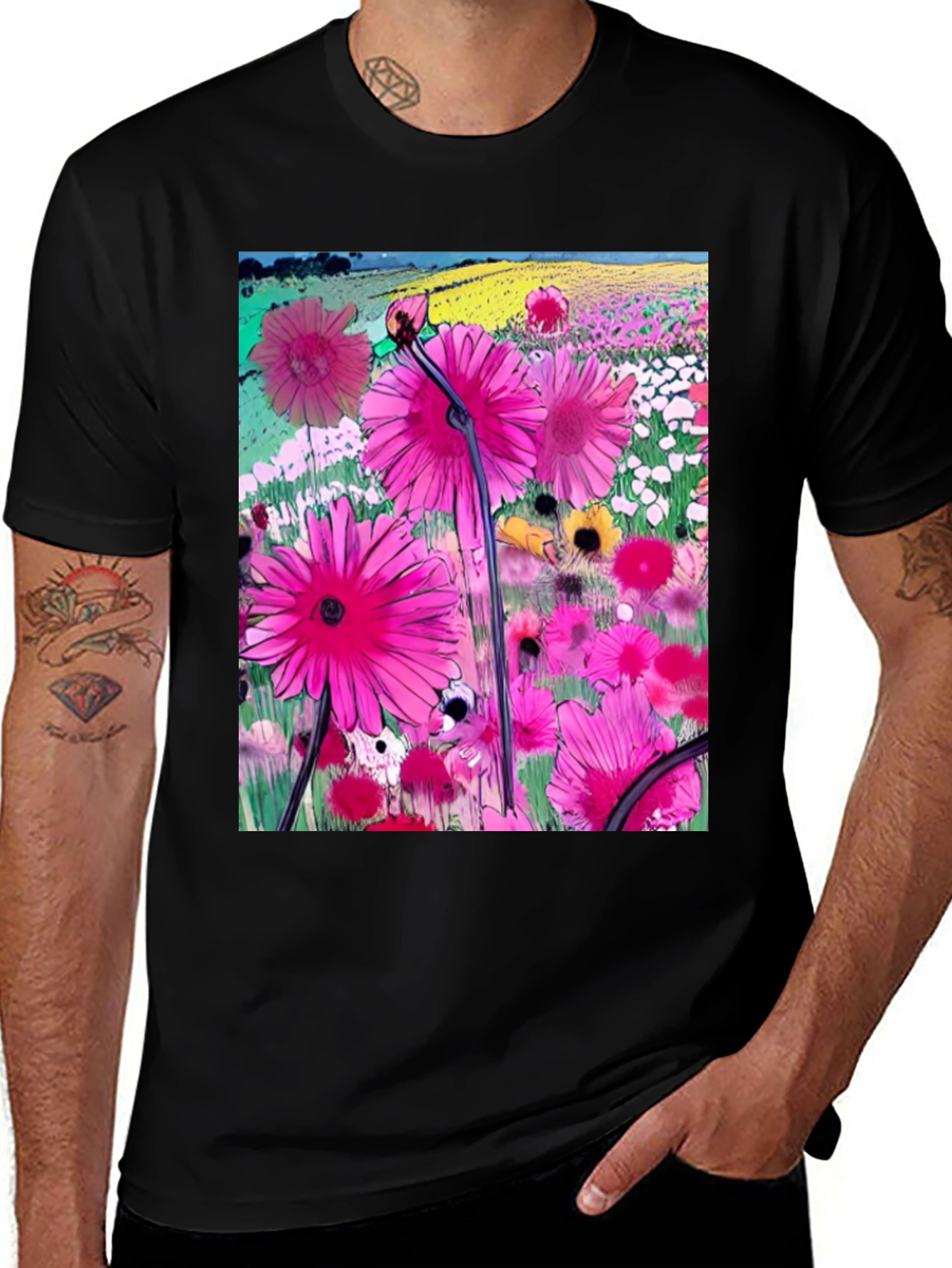 Variant 2 of Floral Meadow Graphic T-Shirt - Vibrant Casual Wear