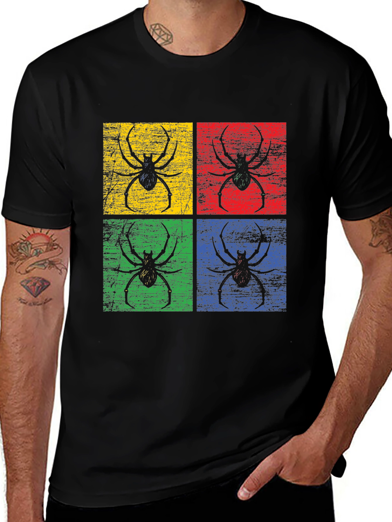 Variant 18 of Spider Pop Art Graphic T-Shirt - Black