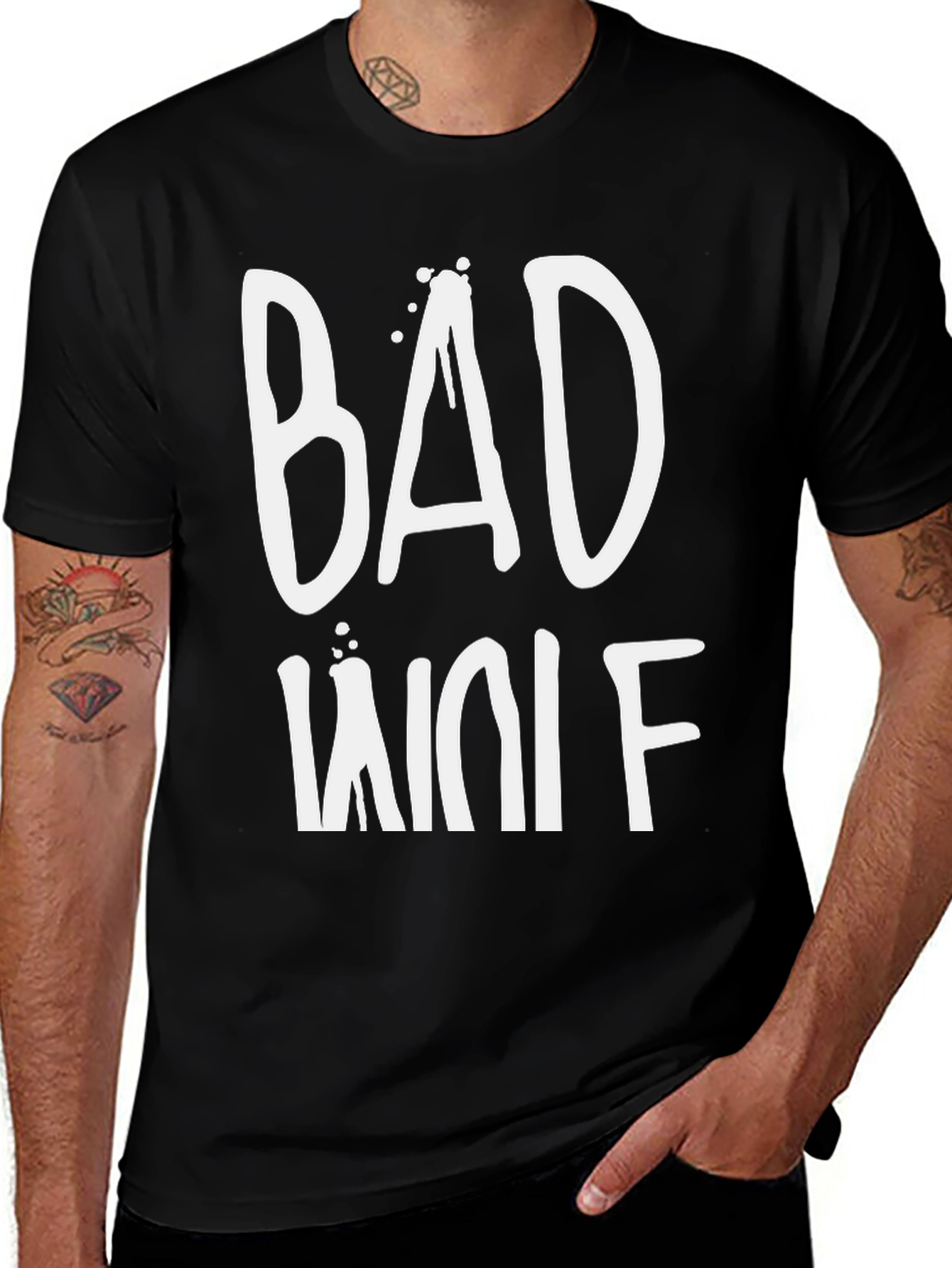 Variant 24 of Bad Wolf Graphic Tee - Men's Black Cotton T-Shirt