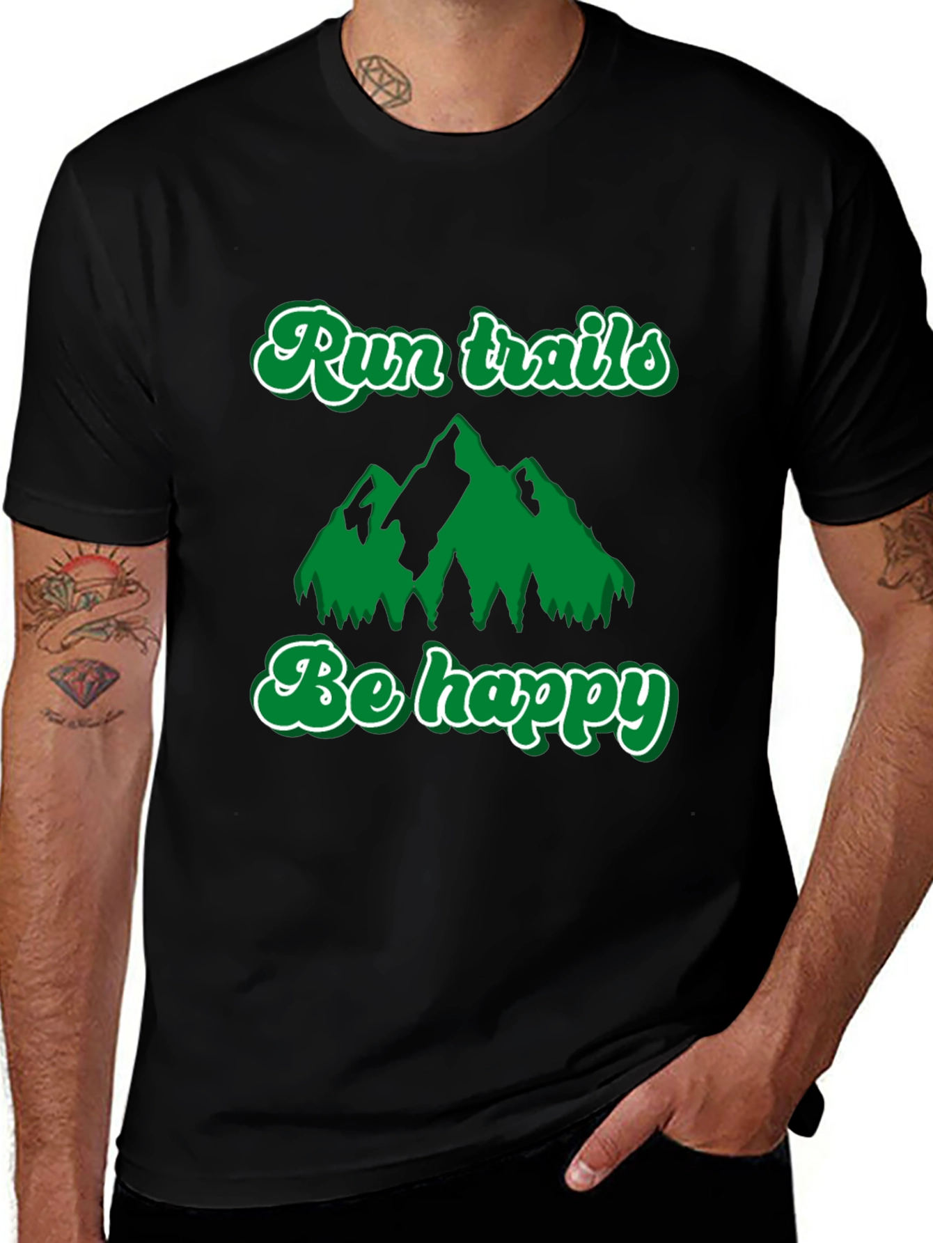 Variant 16 of Run Trails, Be Happy T-Shirt: Outdoor Adventure Tee