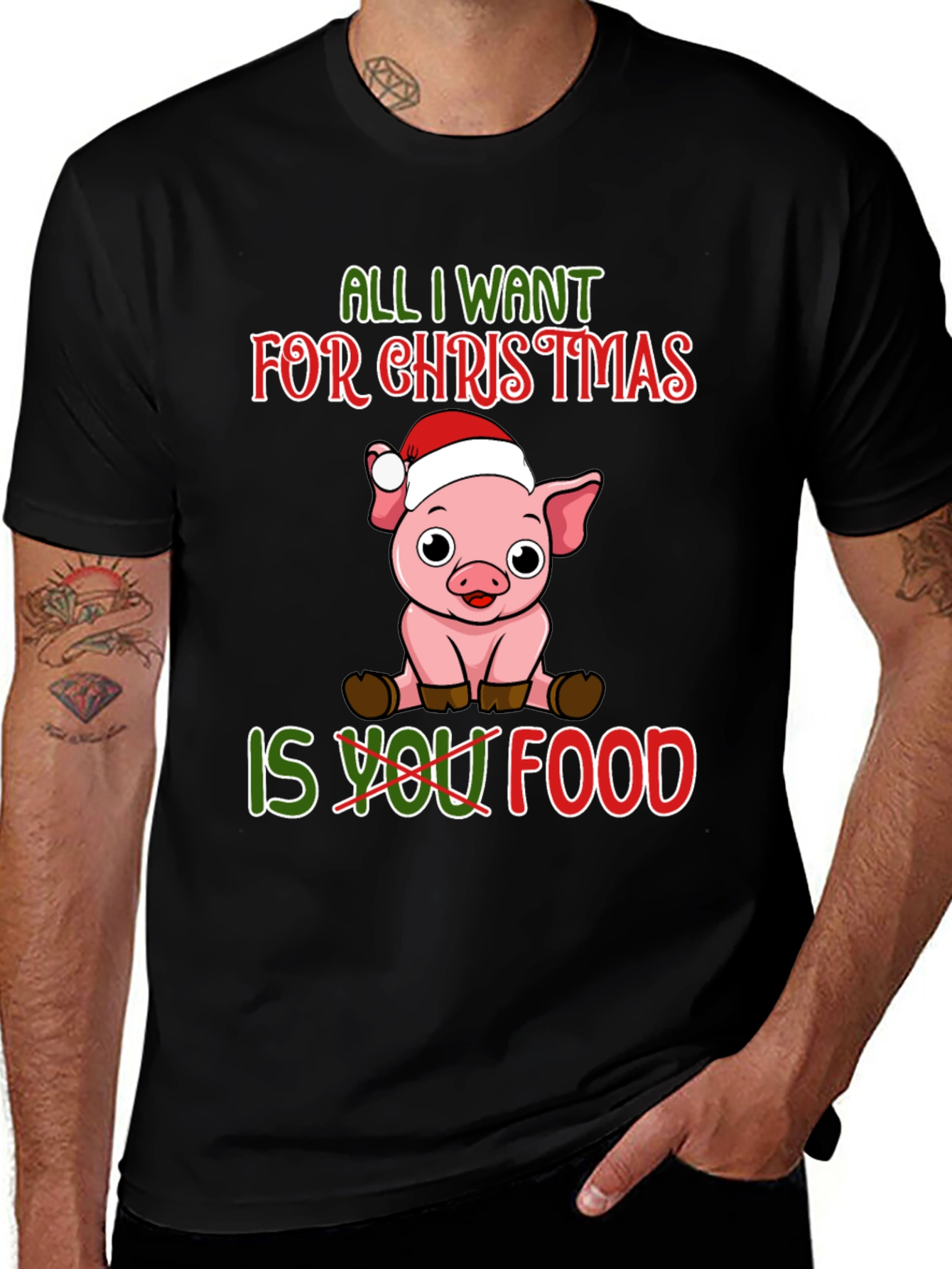 Christmas Pig T-Shirt: All I Want Is Food