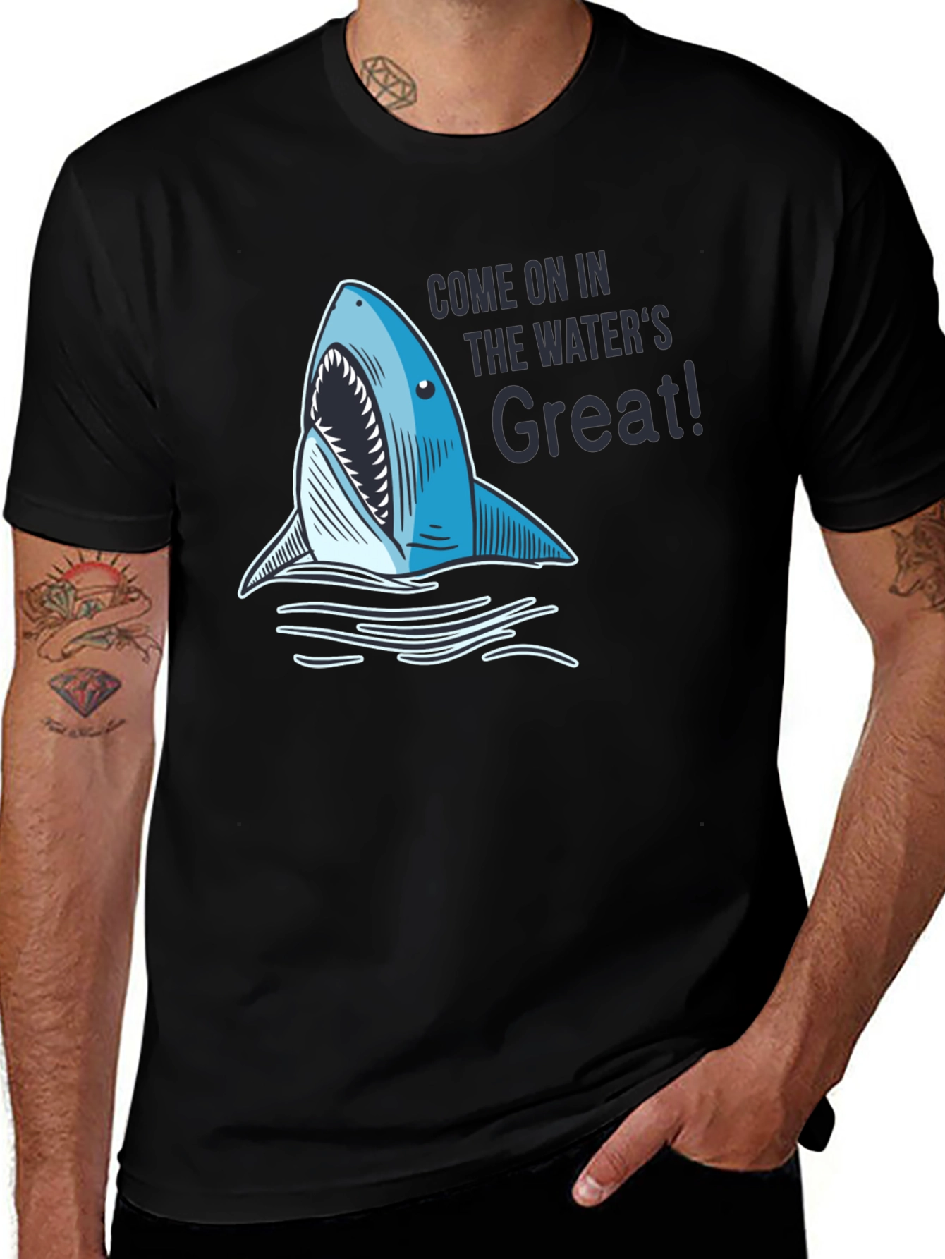 Variant 30 of Shark Attack T-Shirt - "The Water's Great!"