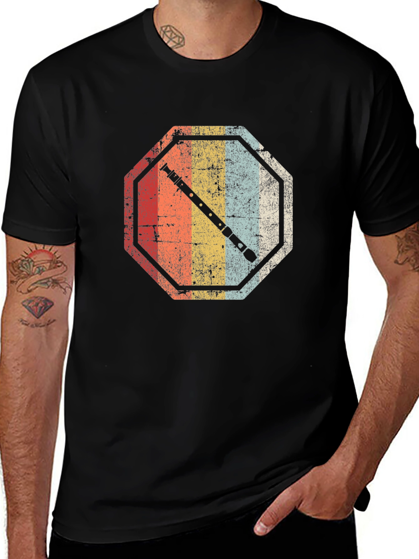 Variant 7 of Retro Flute Octagon Graphic T-Shirt