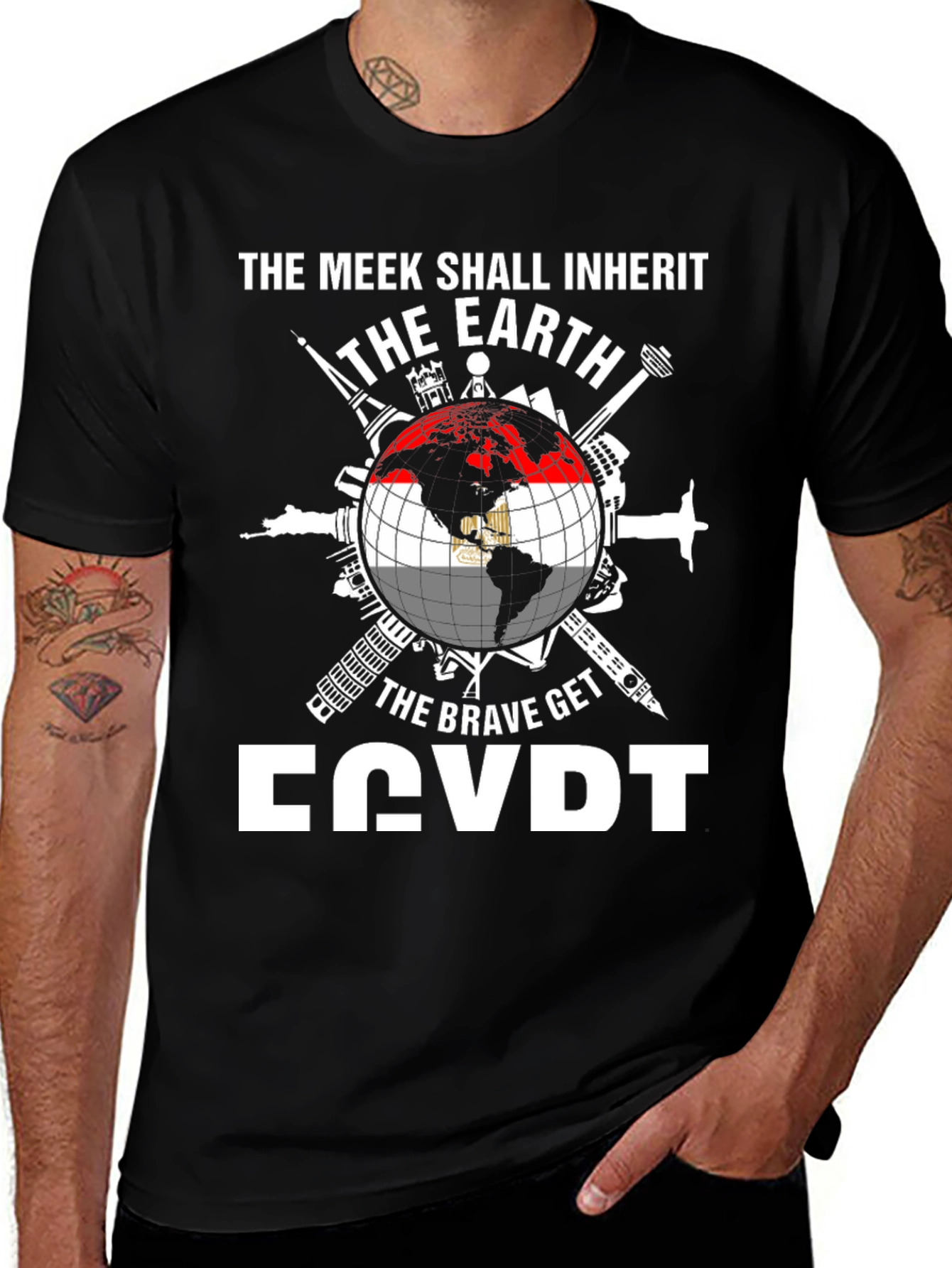 Egypt Flag Globe T-Shirt - Meek Shall Inherit