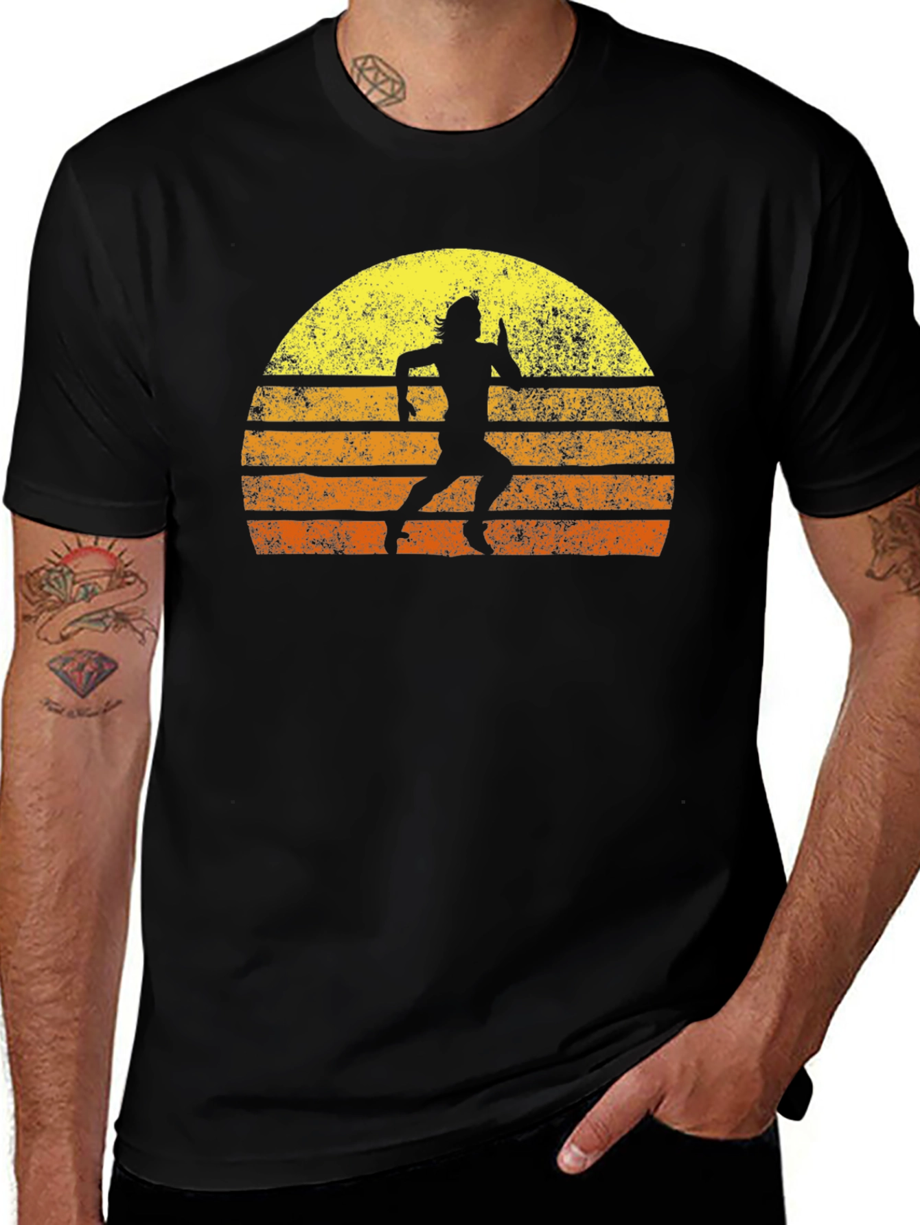 Variant 13 of Retro Runner T-Shirt - Vintage Sunset Design