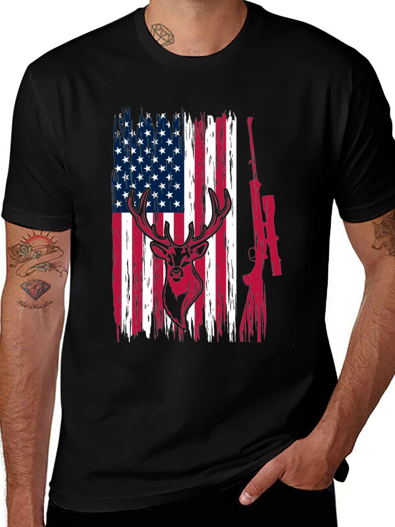 American Flag Deer Hunting T-Shirt