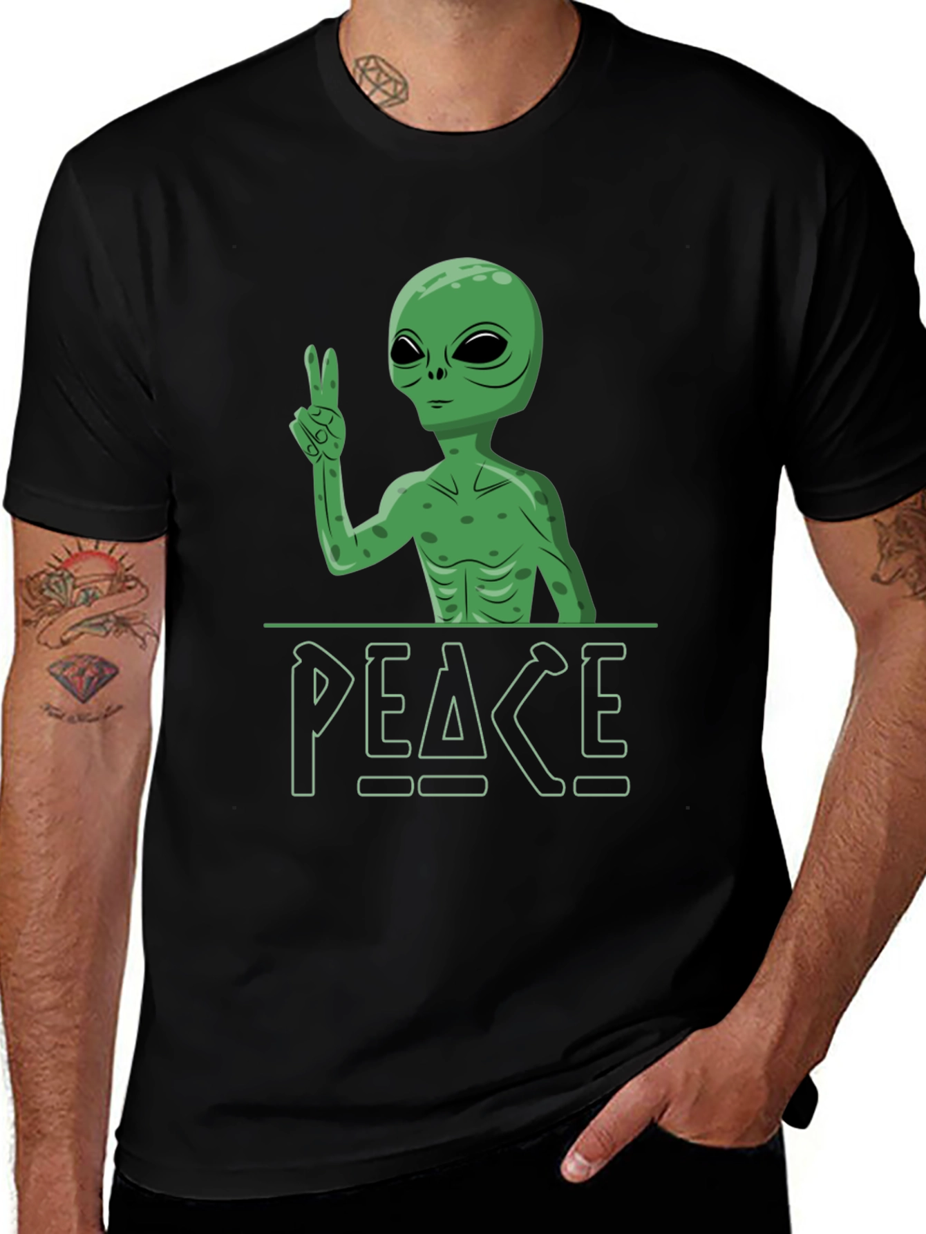 Variant 9 of Peace Alien Graphic Tee - Relaxed Fit