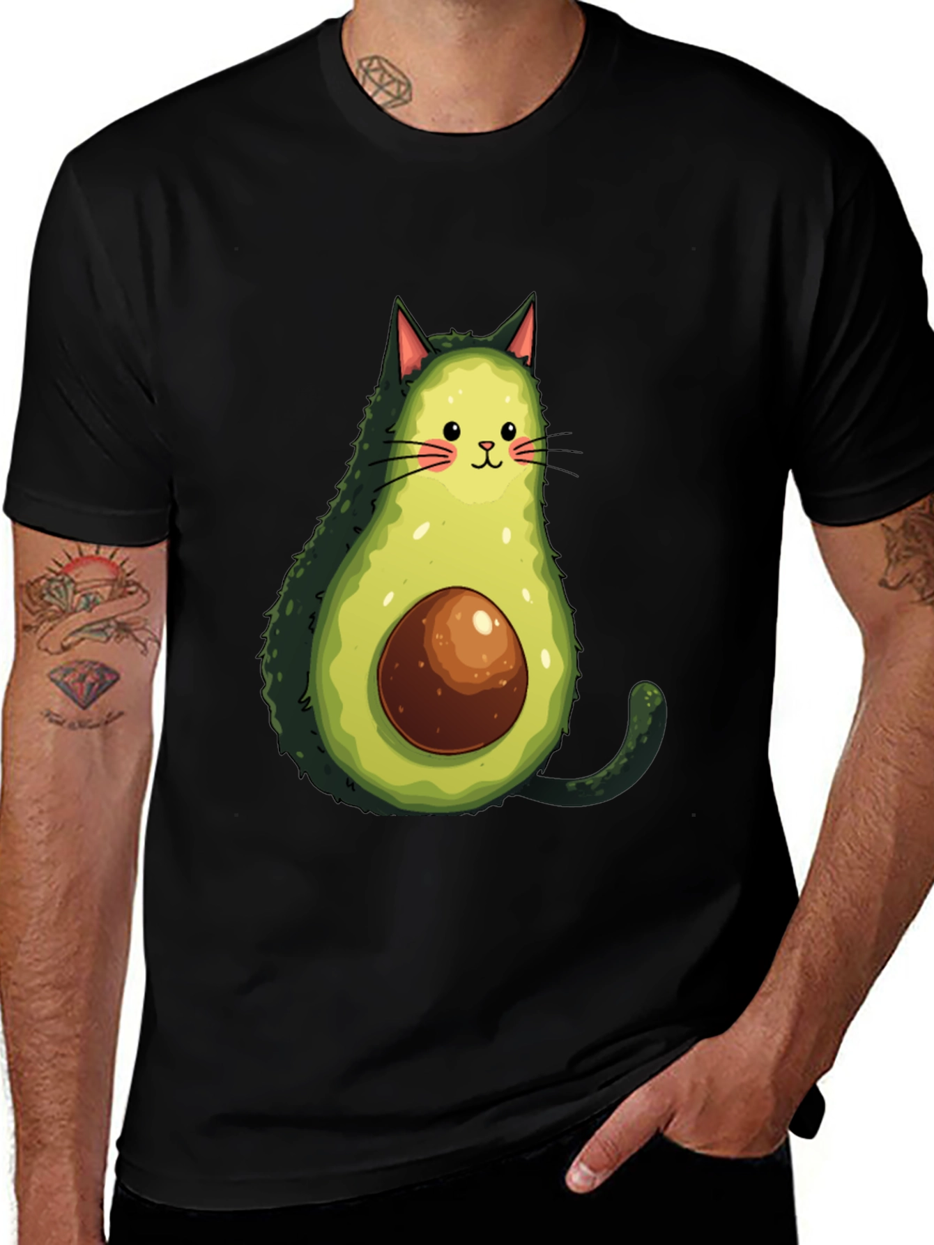 Variant 17 of Avocado Cat Graphic Tee - Funny T-Shirt