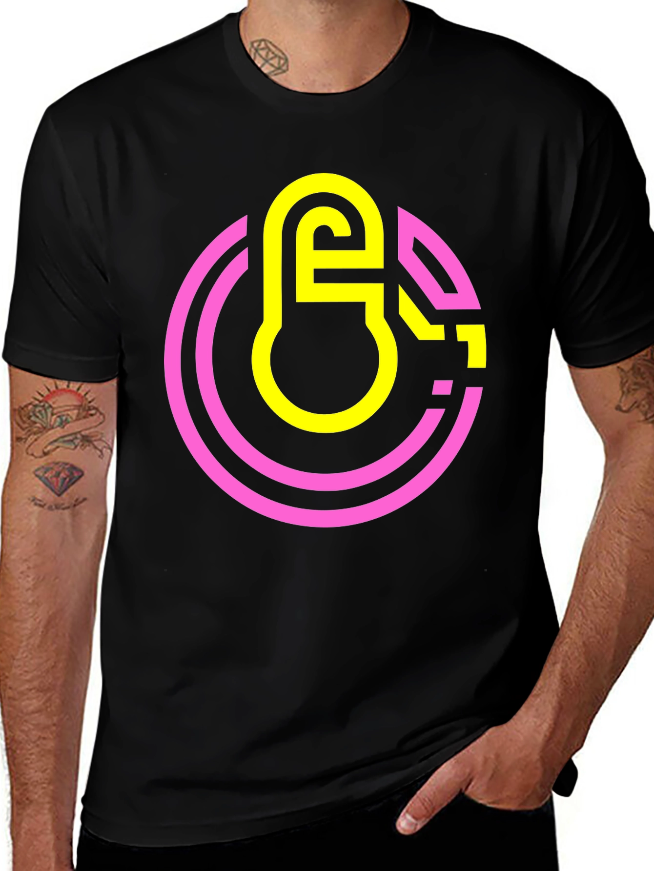 Variant 17 of Retro Graphic Tee - Pink & Yellow Symbol