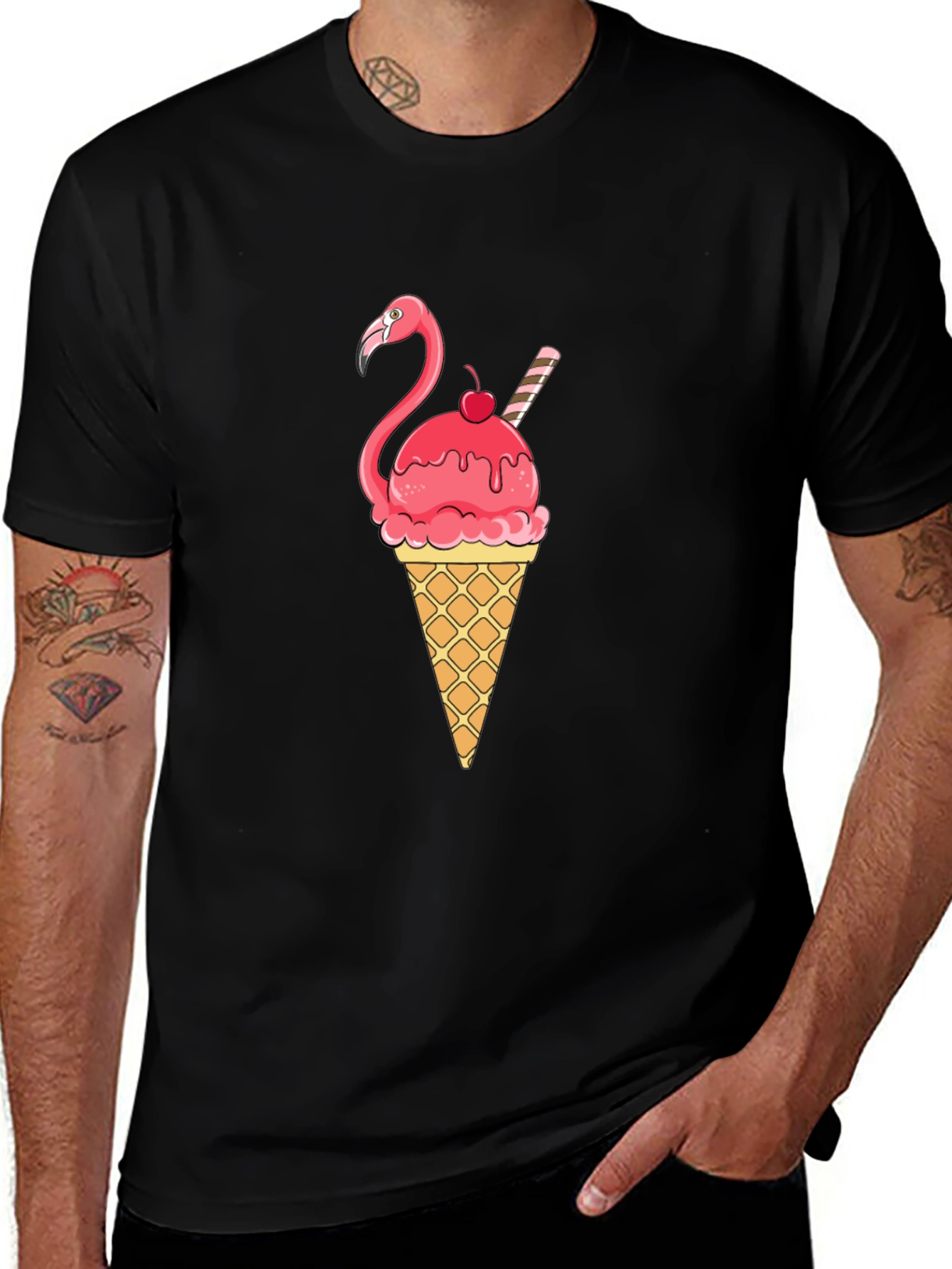 Variant 21 of Flamingo Ice Cream Cone Graphic T-Shirt