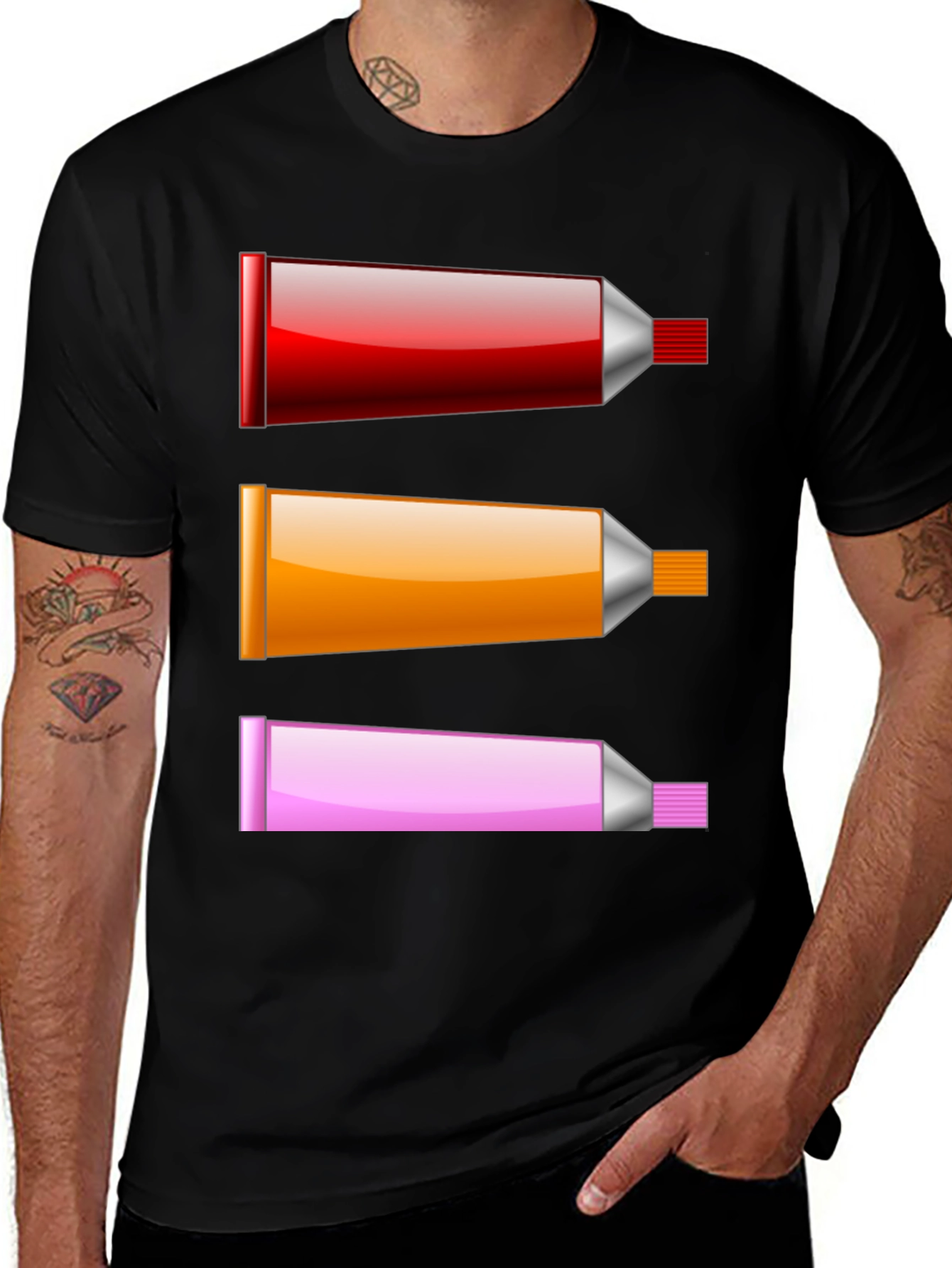 Variant 29 of Colorful Tubes T-Shirt - Artistic Graphic Tee