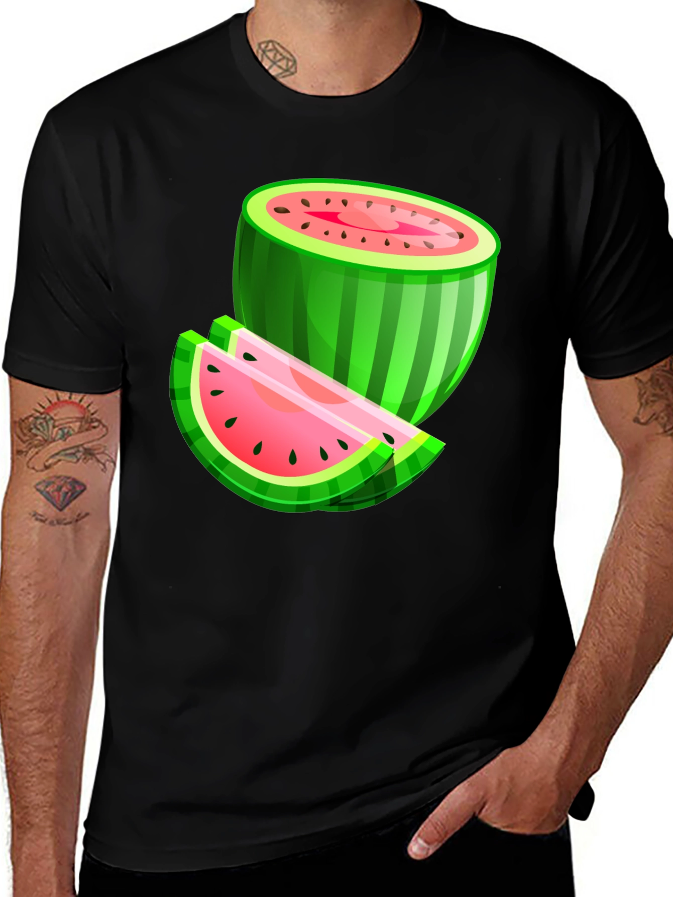 Variant 18 of Watermelon Graphic Black T-Shirt
