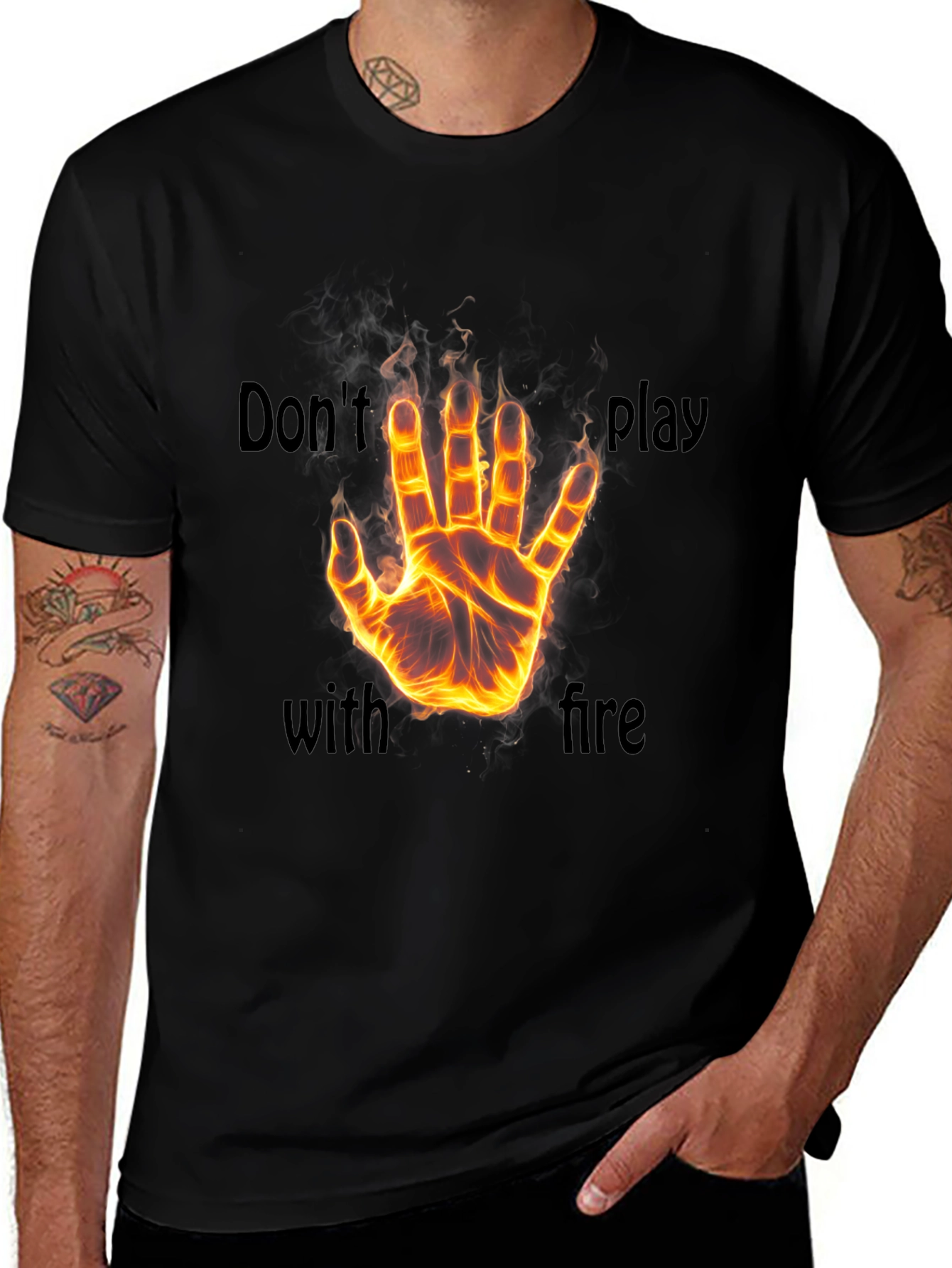Variant 20 of Fiery Hand Graphic Tee - Don't Play with Fire T-Shirt