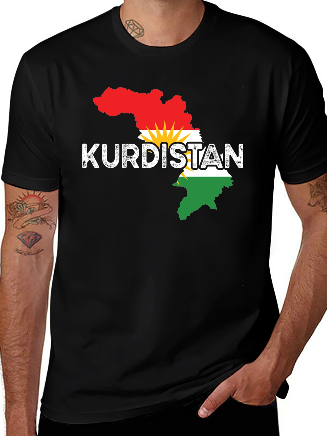 Kurdistan Flag Map T-Shirt - Unisex Graphic Tee