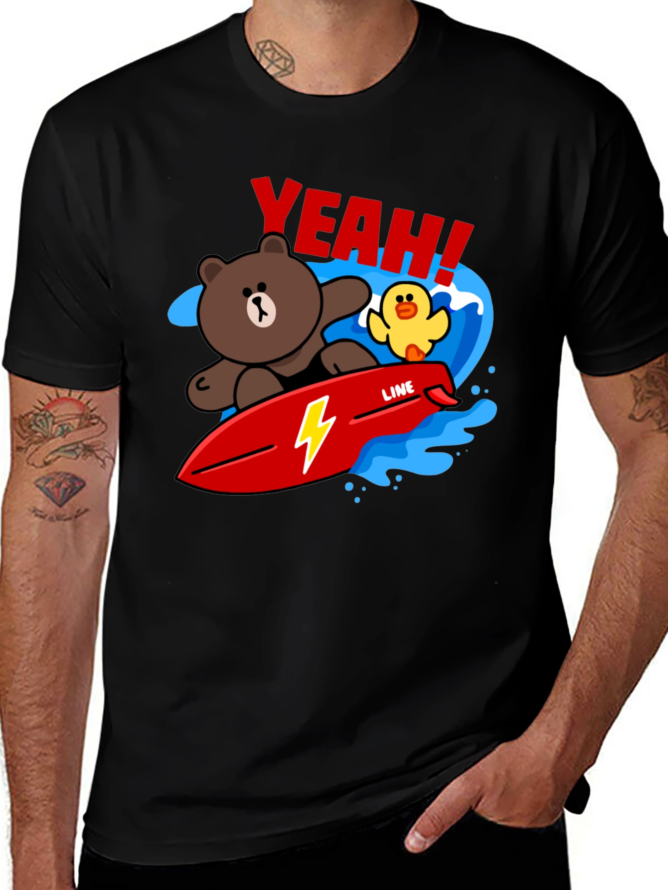 Variant 12 of Cartoon Bear Surfing Graphic T-Shirt